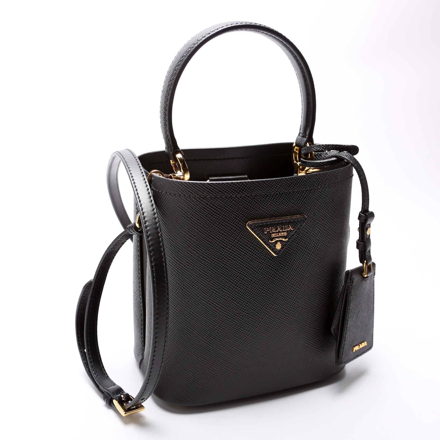 Prada Saffiano Cuir Small Panier Black Bag
