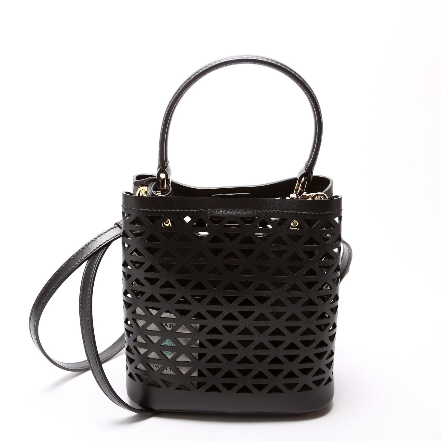 Prada Cut-Out Motif Leather Mini Panier Black Bag