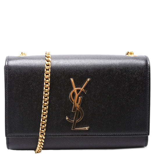 Saint Laurent 354121 Kate Satchel Small Grain De Poudre Black Bag
