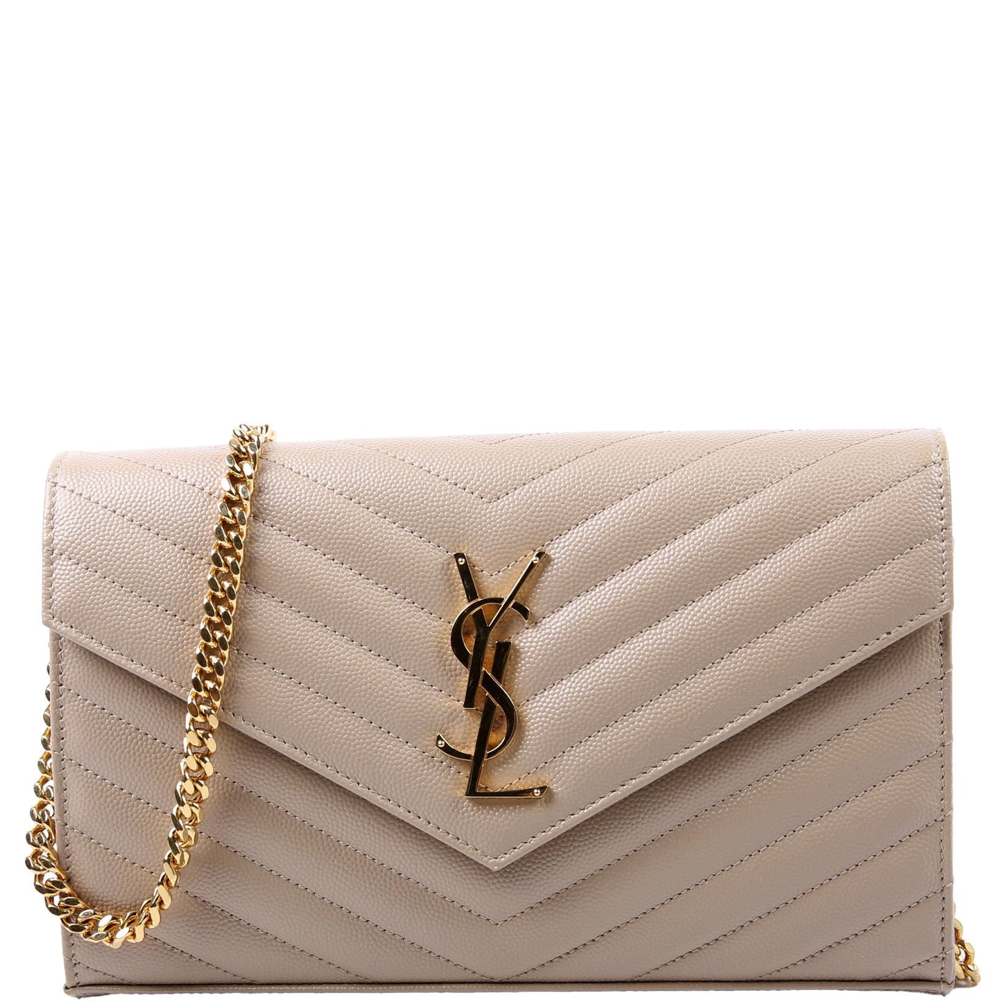 Saint Laurent Grain De Poudre Chain Wallet 377828 Tan Bag