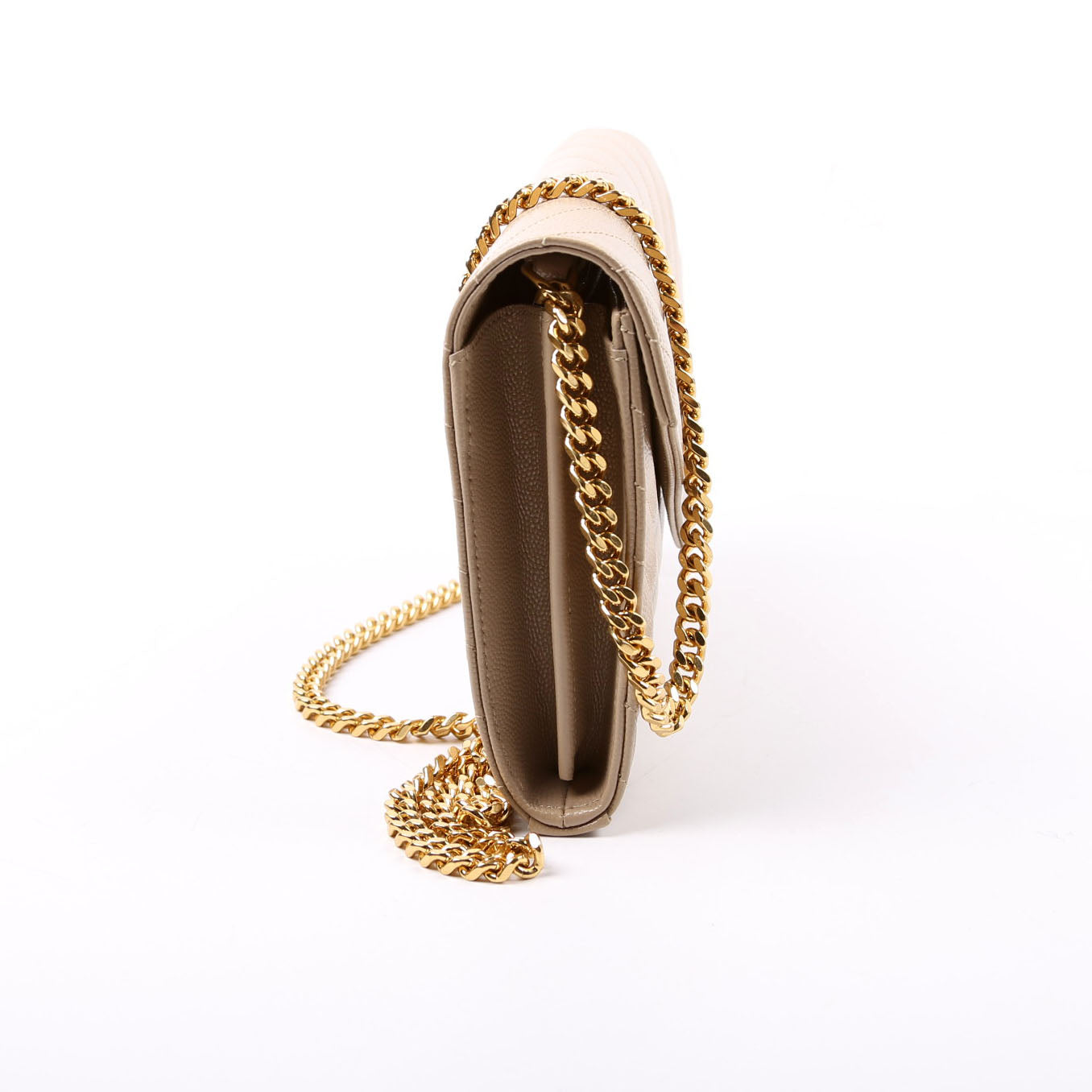 Saint Laurent Grain De Poudre Chain Wallet 377828 Tan Bag