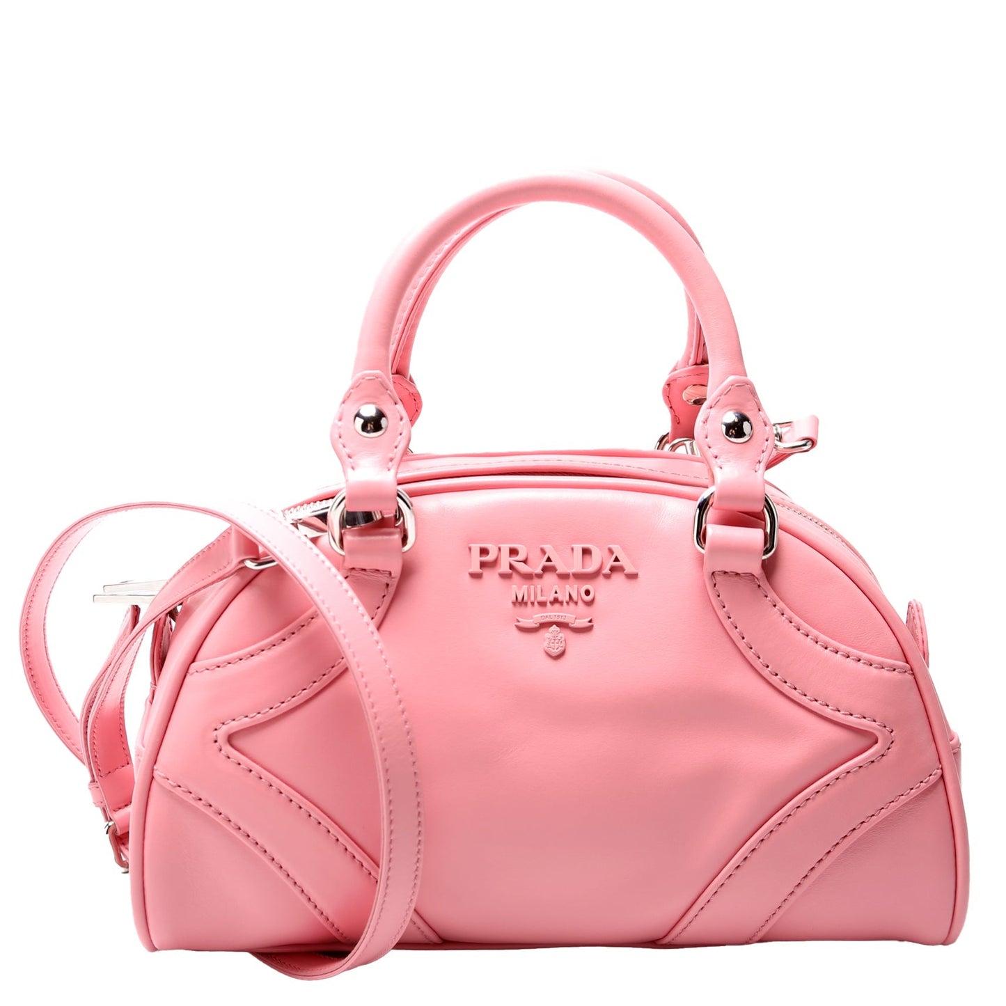 Prada Soft Calfskin Monochrome Bowling Pink Bag