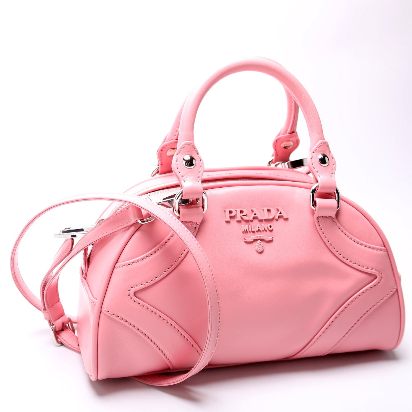 Prada Soft Calfskin Monochrome Bowling Pink Bag
