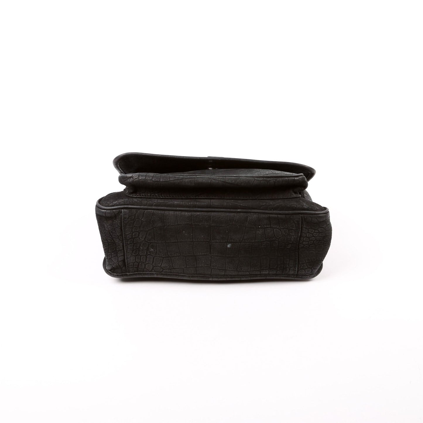 Saint Laurent 498894 Niki Medium Nubuck Croc Embossed Black Bag