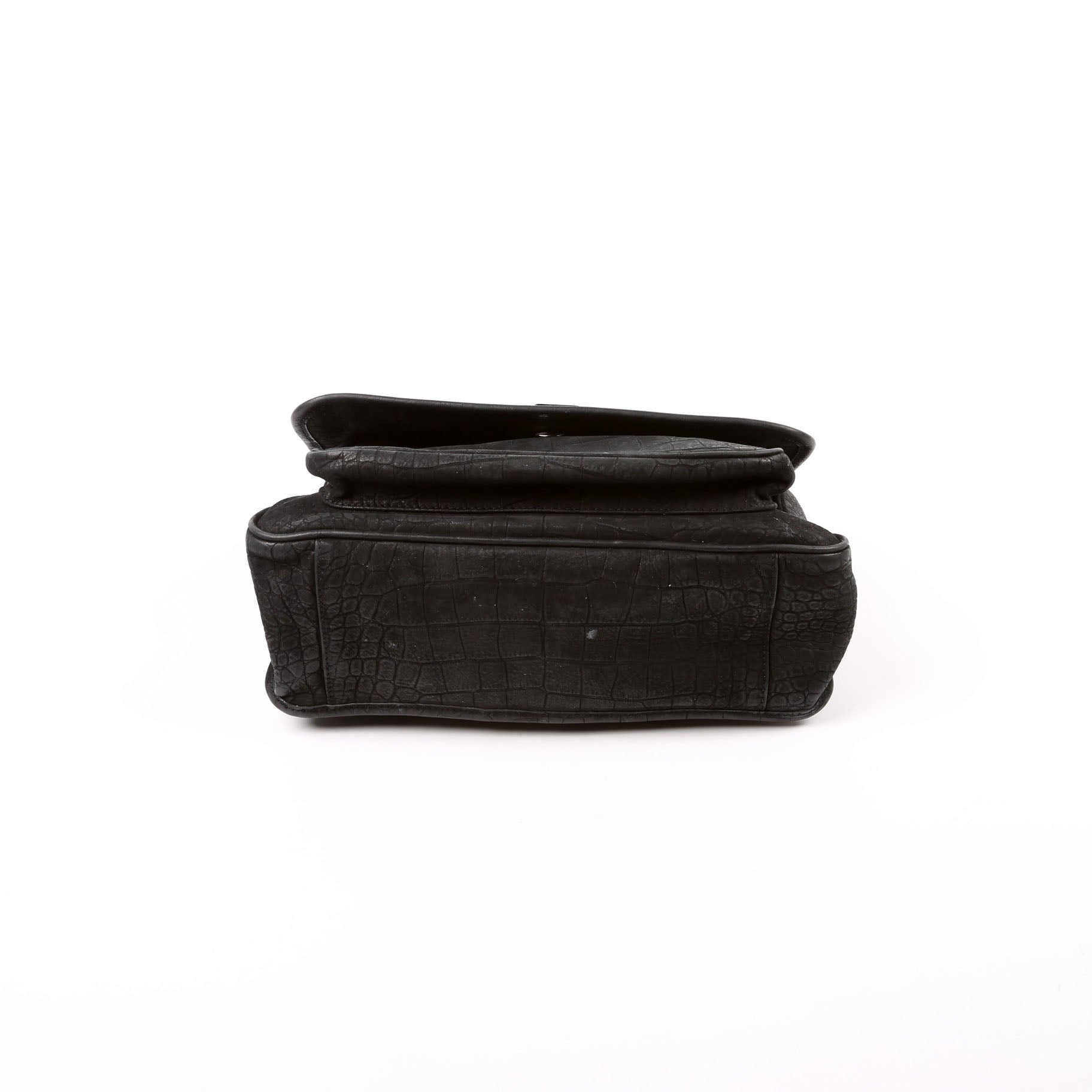 Saint Laurent 498894 Niki Medium Nubuck Croc Embossed Black Bag