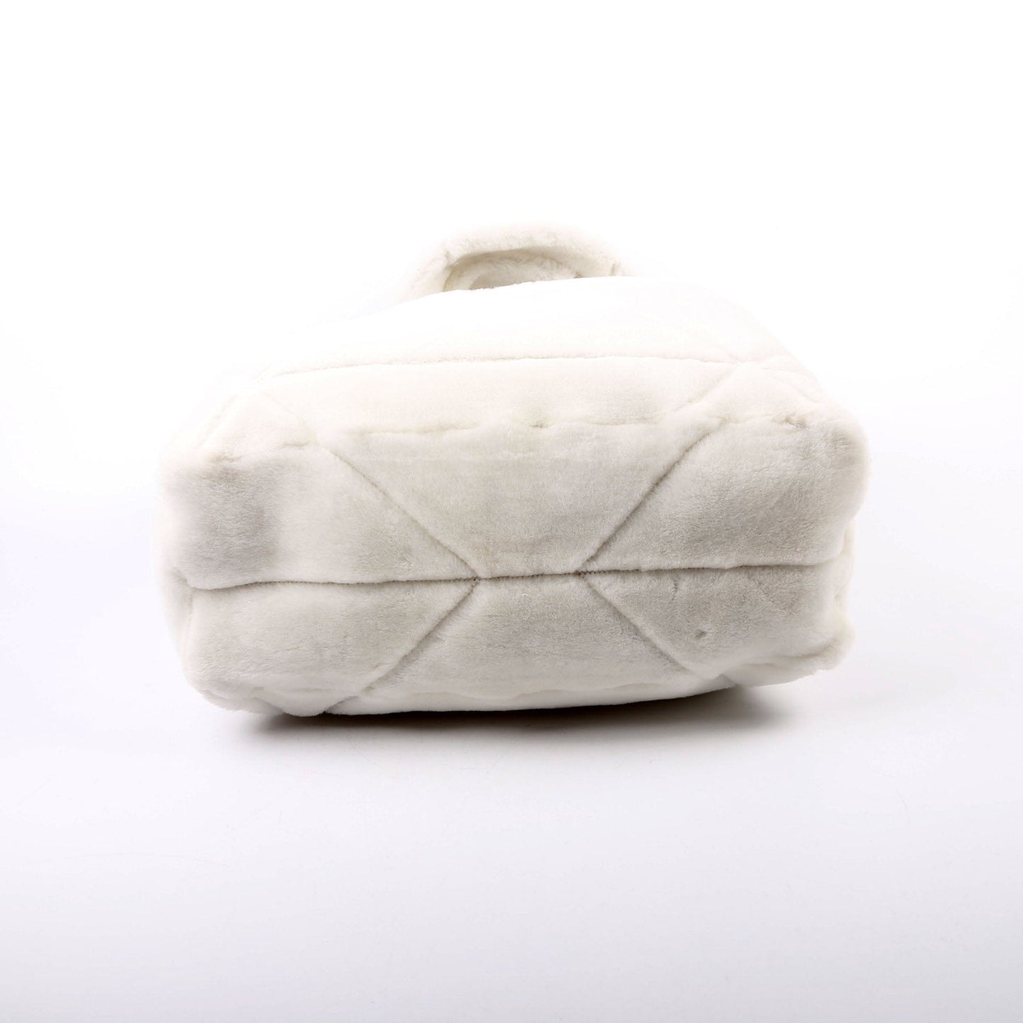 Prada Shearling Triangle Logo Tote White/Black Bag