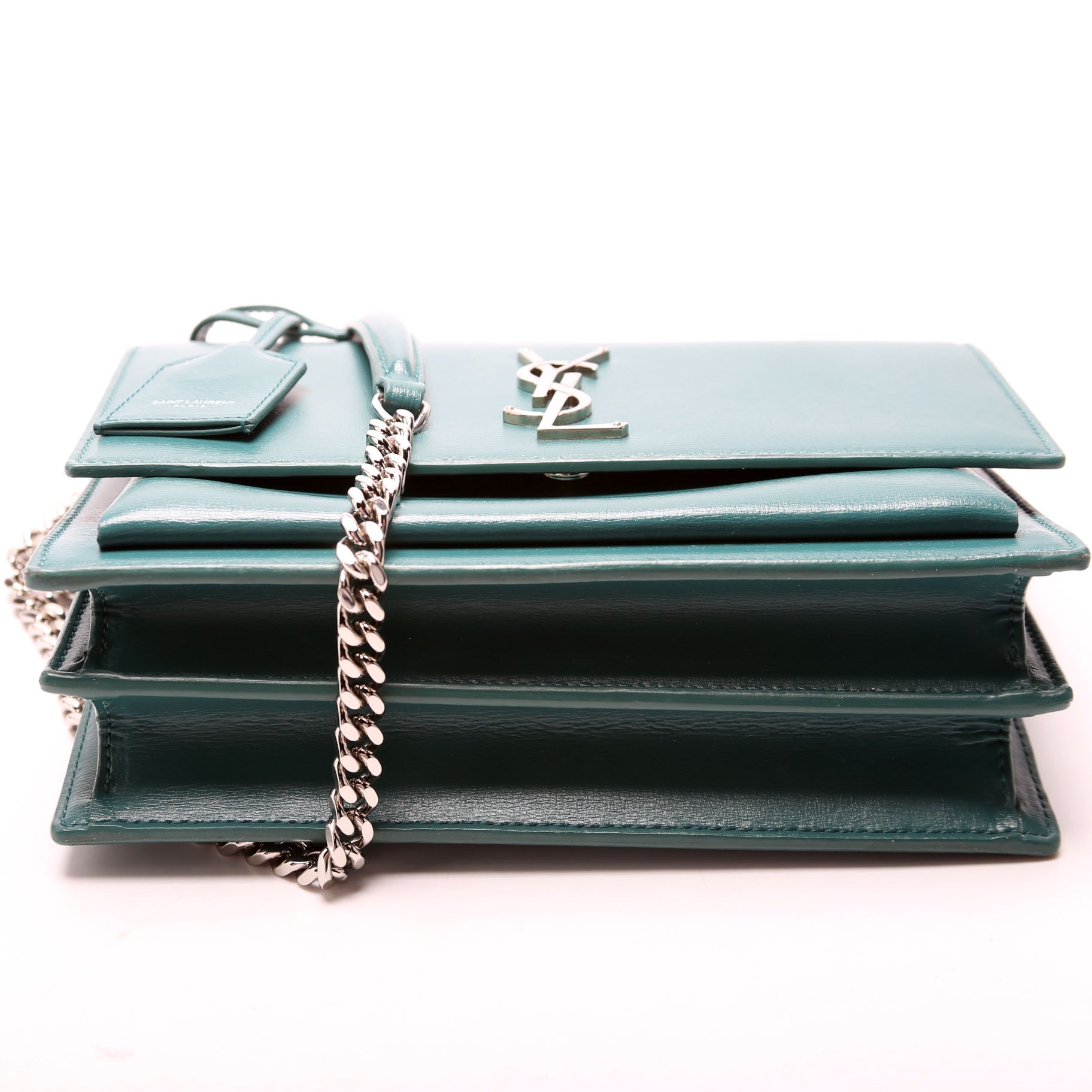 Saint Laurent Sunset Medium Smooth Leather 442906 Teal Bag