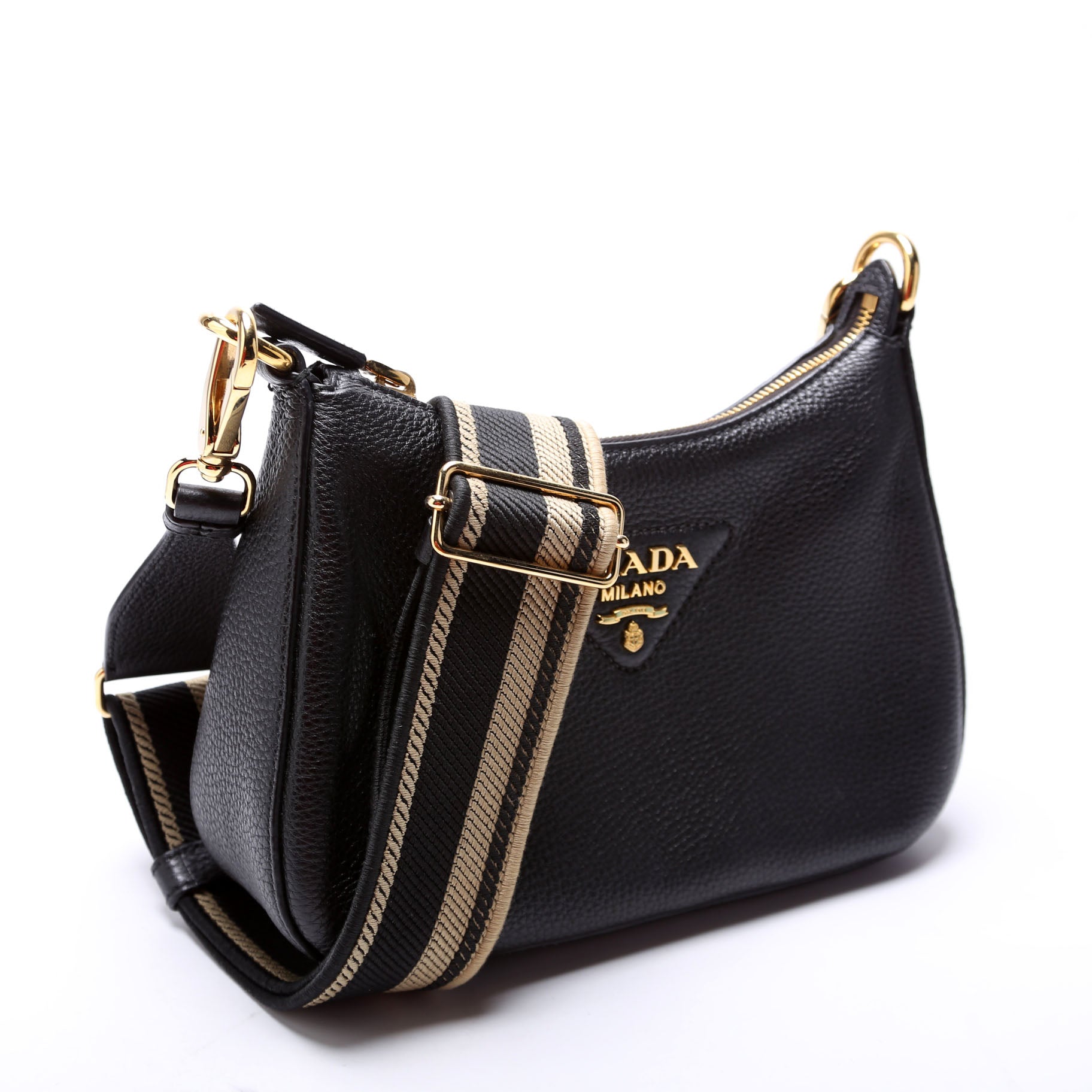 Prada Vitello Daino Soft Leather Crossbody Black Bag