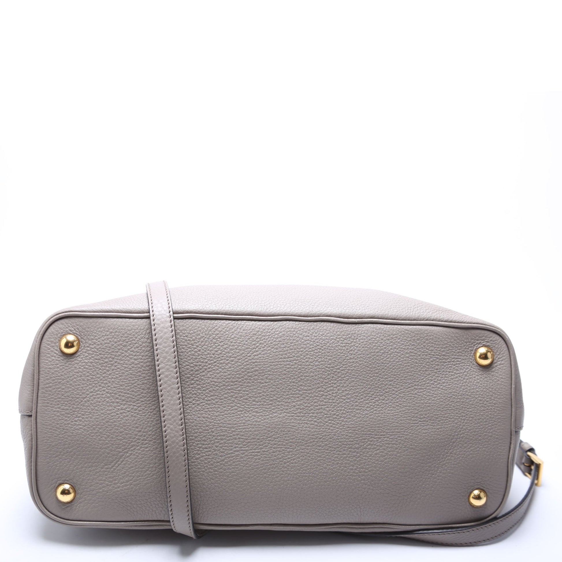 Prada Vitello Phenix Double Tote Taupe Bag