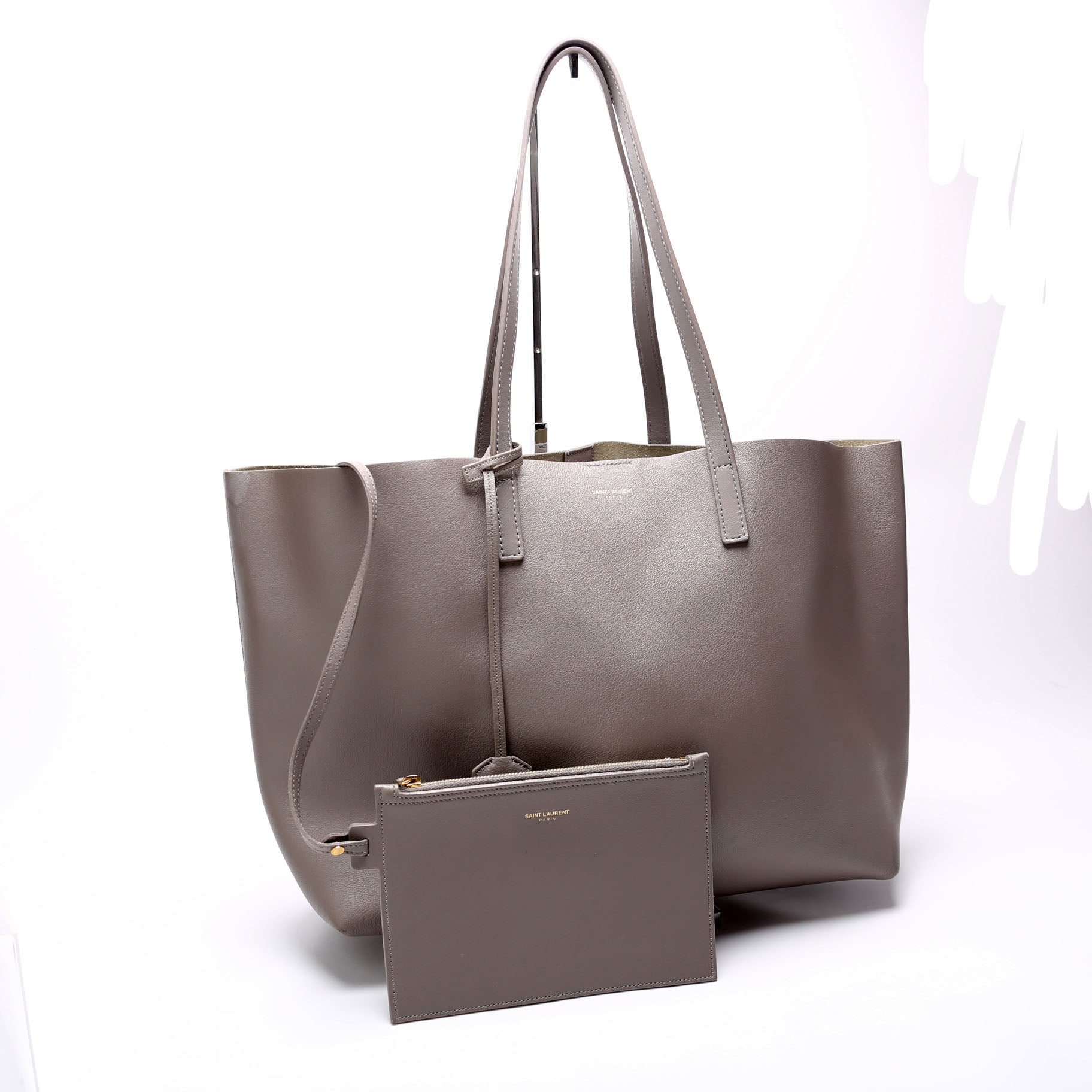 Saint Laurent Shopping East/West Supple Leather 600281 Grey Bag