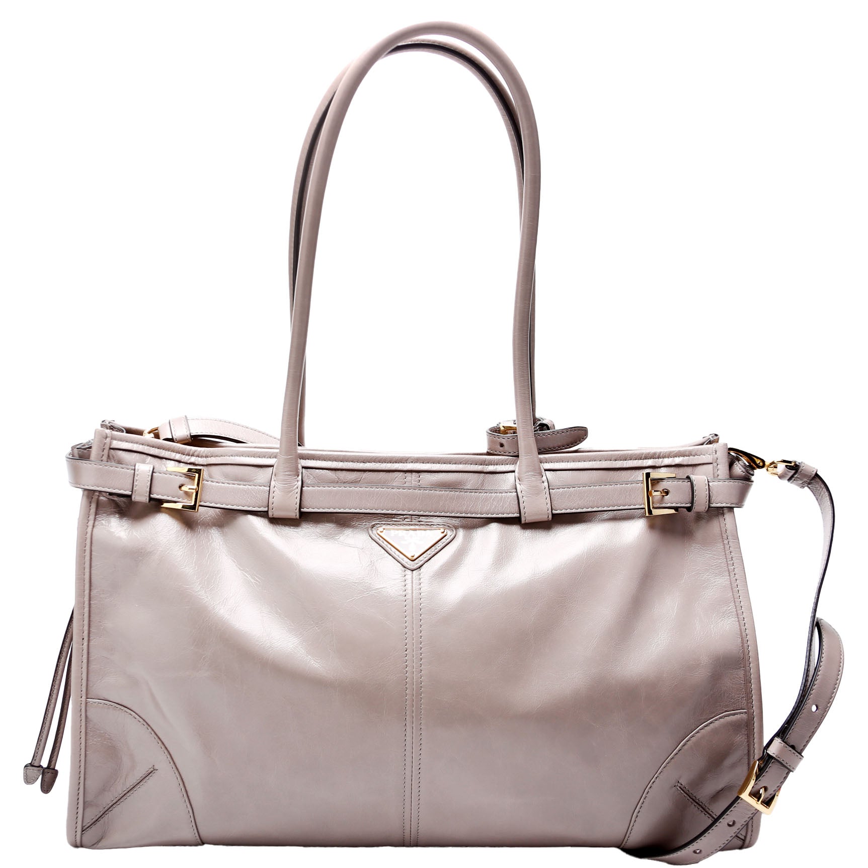 Prada Bonnie Large Calfskin Shoulder Taupe Bag