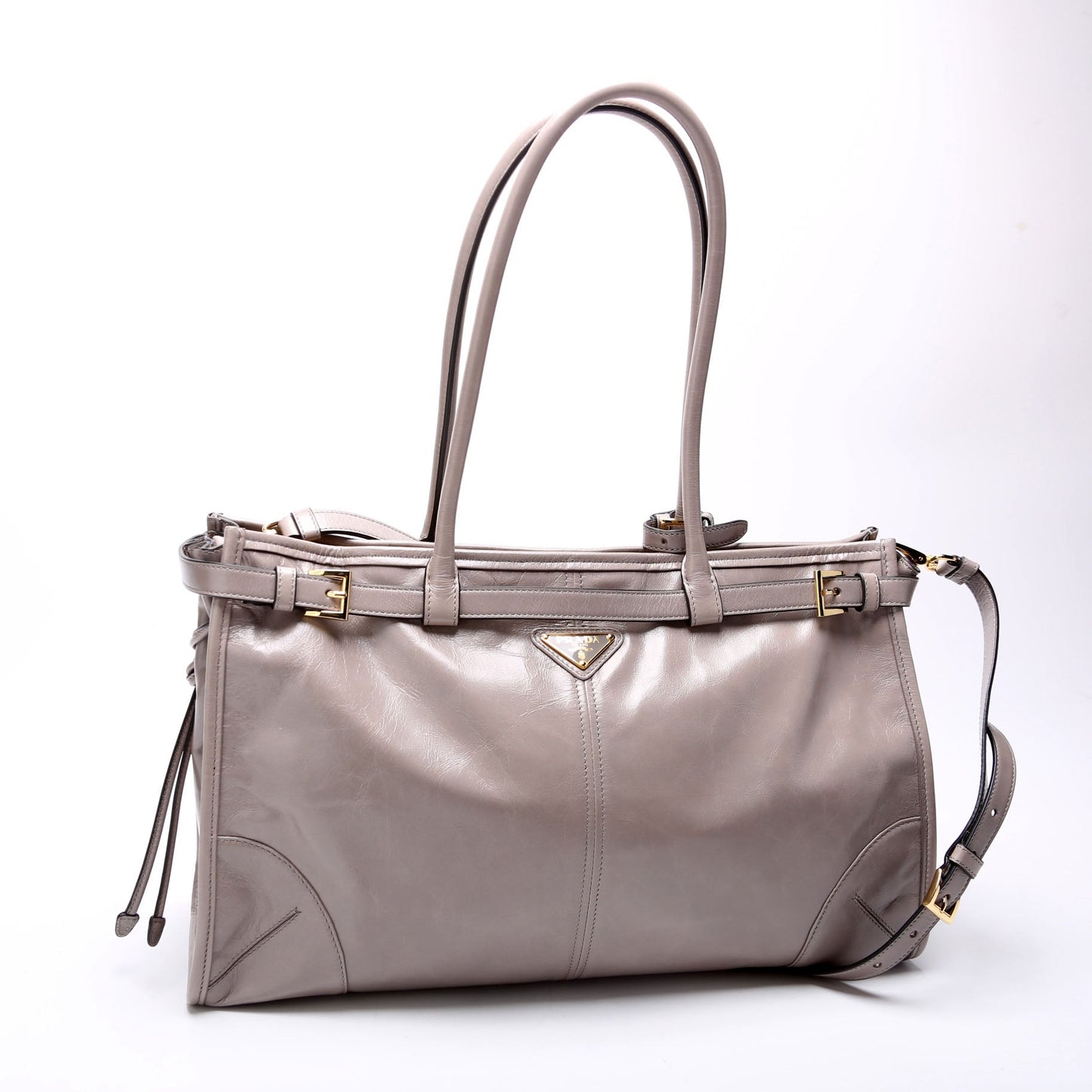 Prada Bonnie Large Calfskin Shoulder Taupe Bag