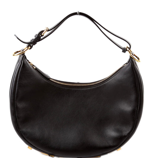Fendi 8BR798graphy Small Leather Hobo Black Bag