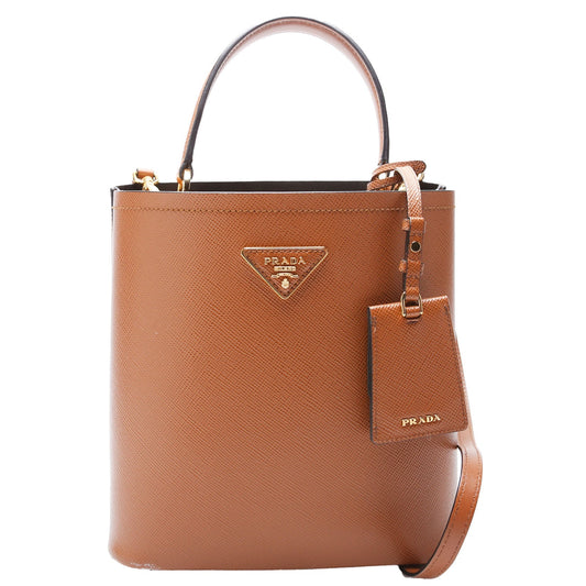 Prada Saffiano Cuir Medium Panier Brown Bag