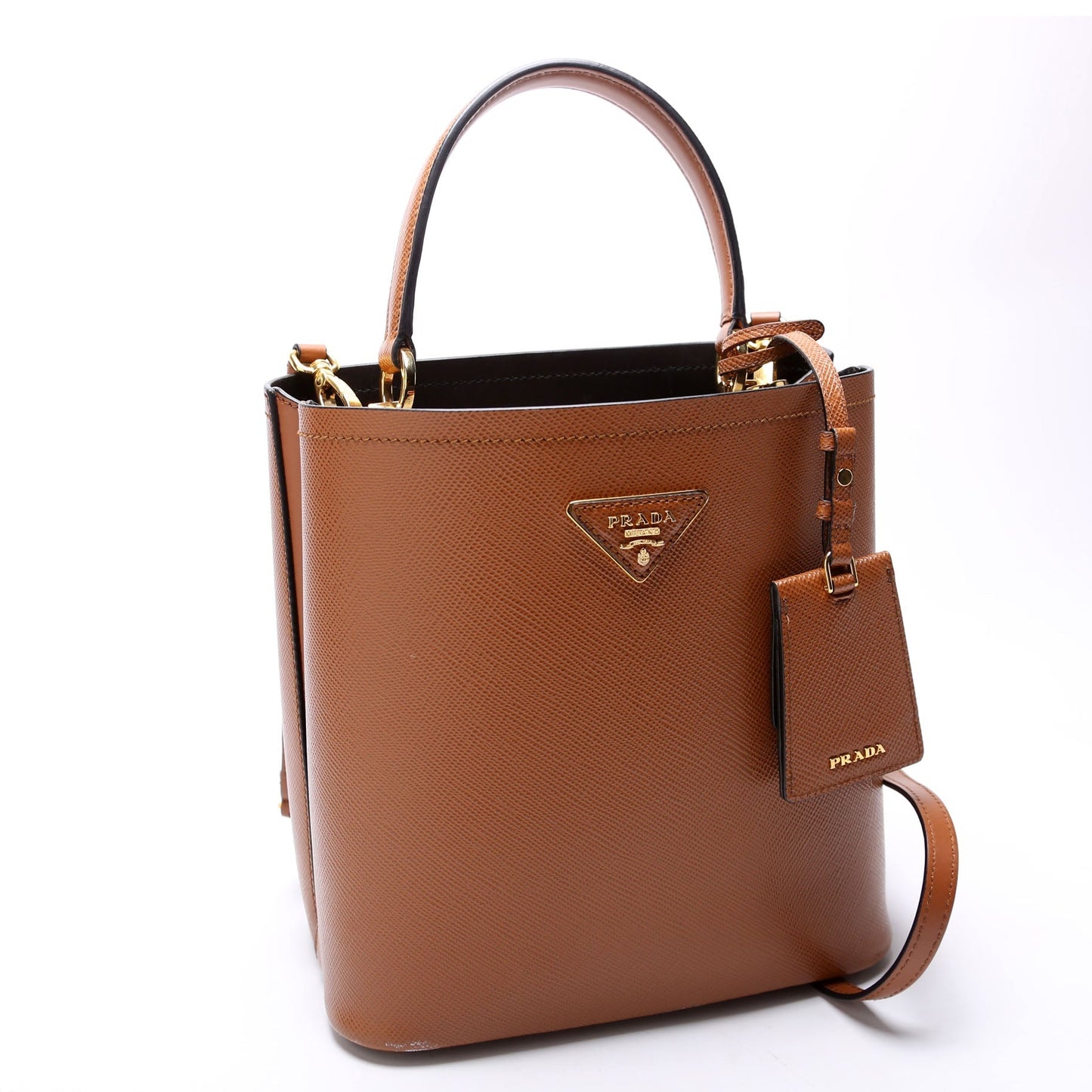 Prada Saffiano Cuir Medium Panier Brown Bag