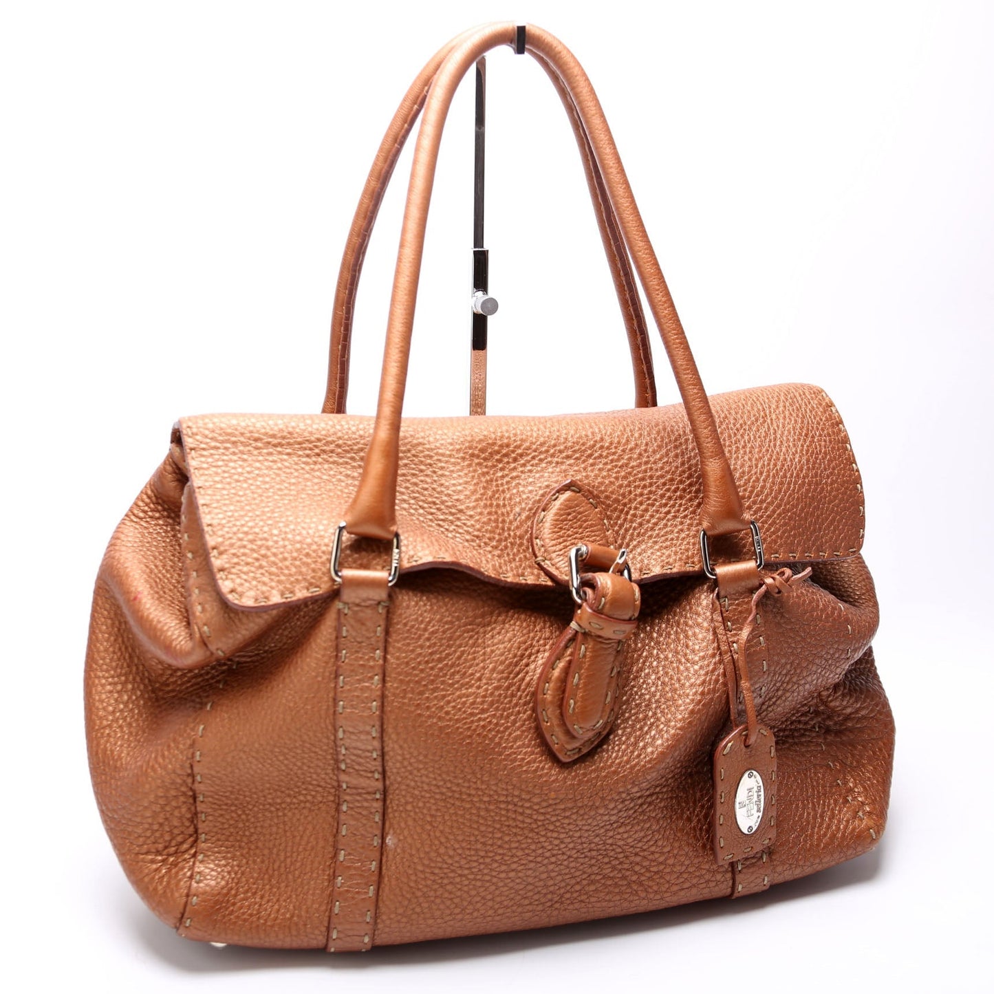 Fendi 8BR487 Linda Selleria Leather Medium Brown Bag