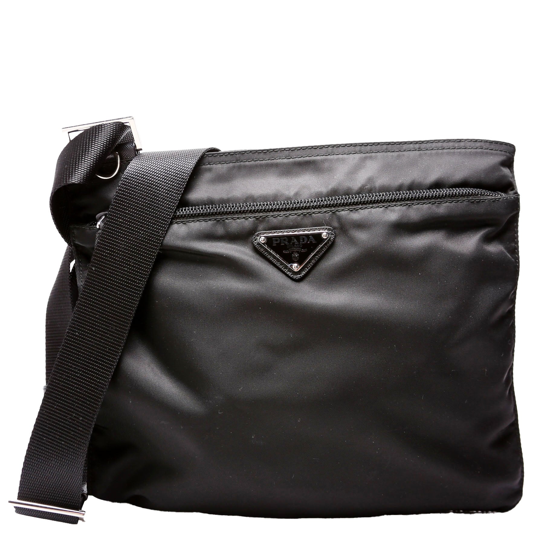 Prada Nylon Flat Small Messenger Black Bag
