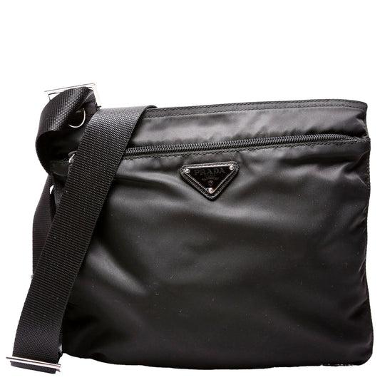 Prada Nylon Flat Small Messenger Black Bag