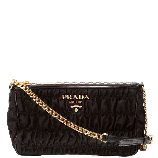 Prada Tessuto Nylon Gaufre Crossbody Black Bag