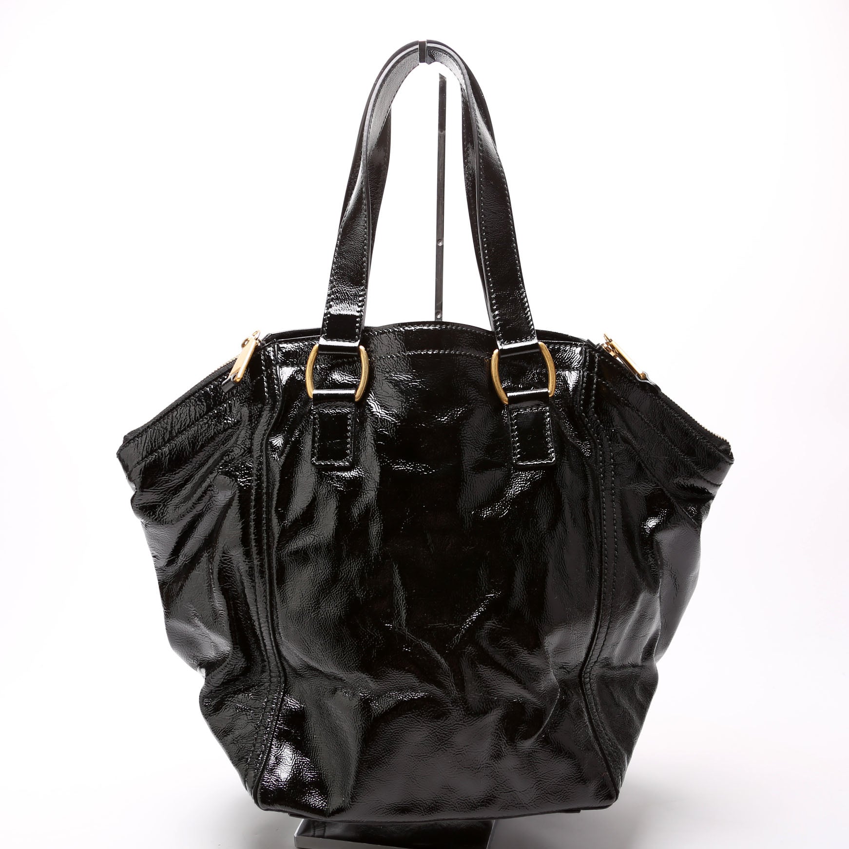 Saint Laurent 175884 Downtown Patent Leather Tote Black Bag