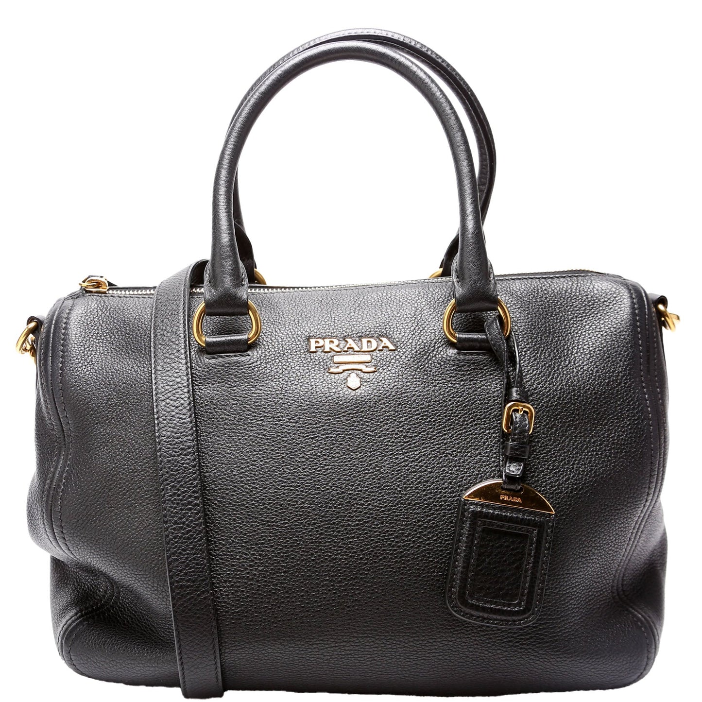 Prada Vitello Daino Phenix Boston Black Bag