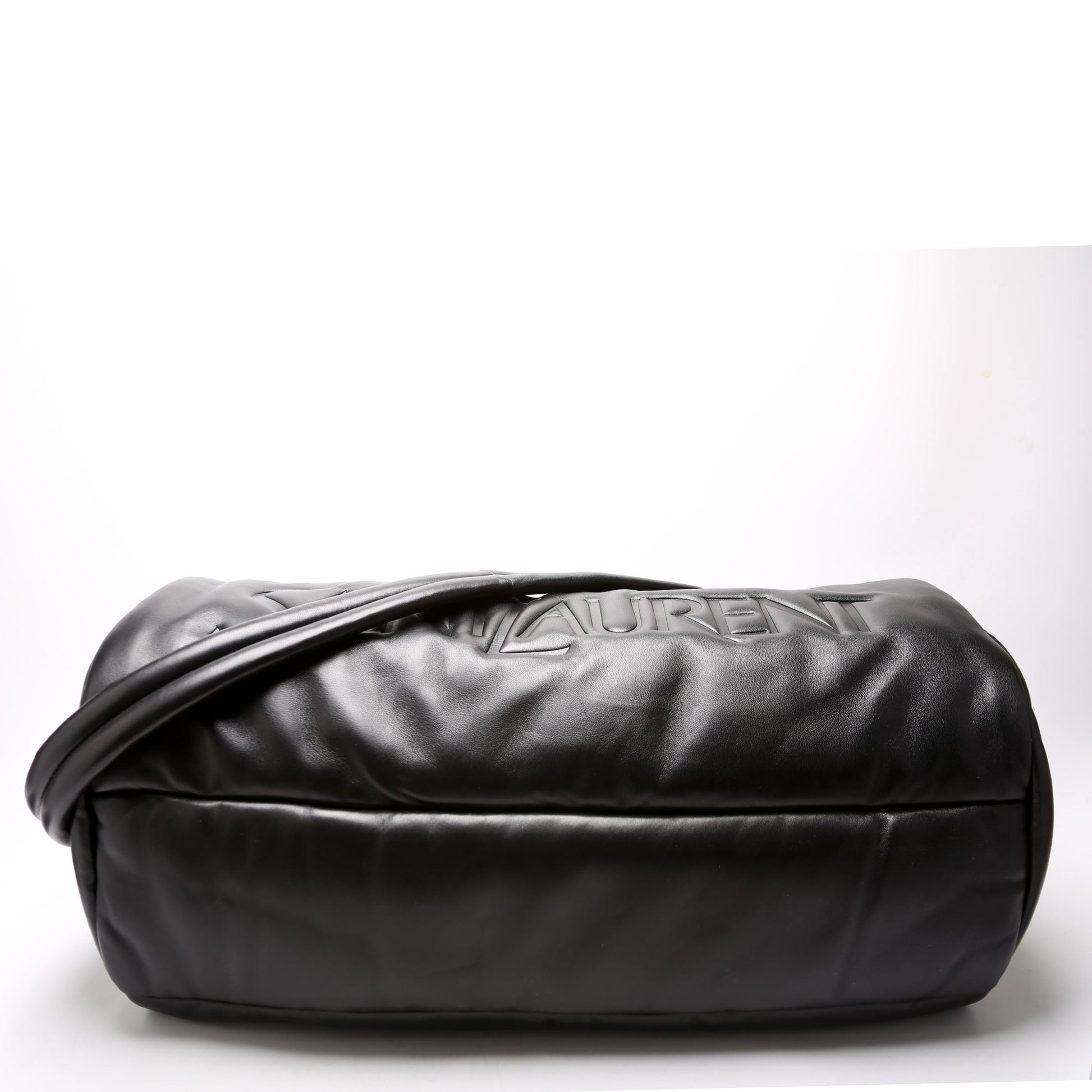 Saint Laurent Lambskin Debossed Logo Duffle Large 797640 Black Bag