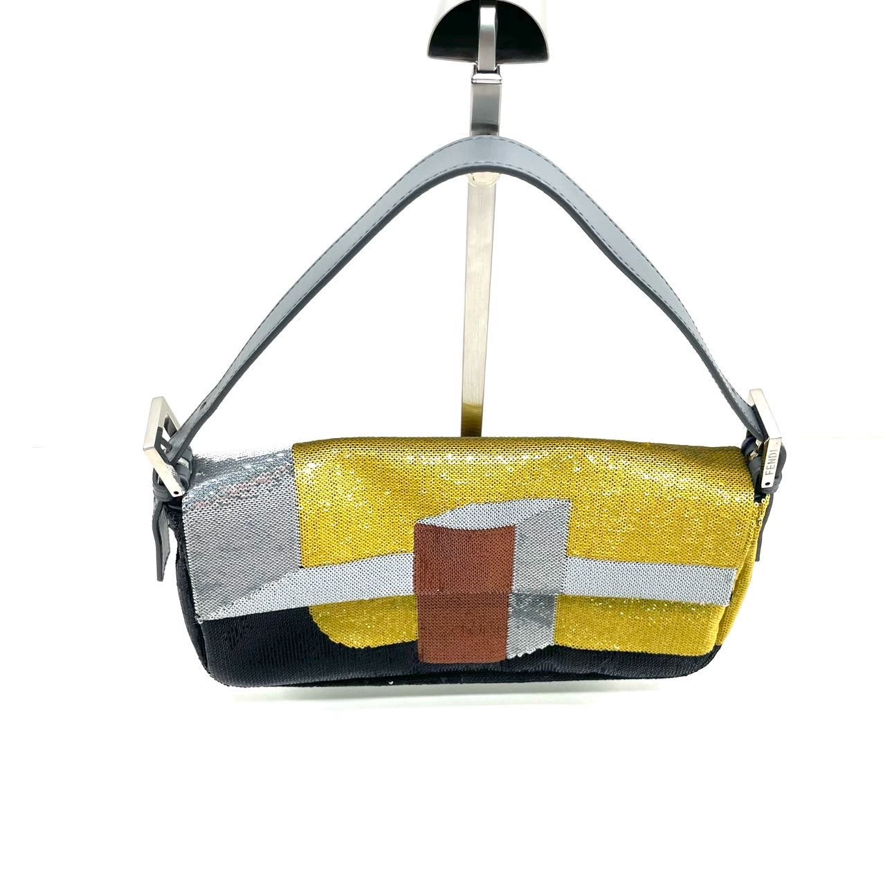 Fendi Baguette Blocks Abstract Pattern Glitter Sequin Shoulder bag