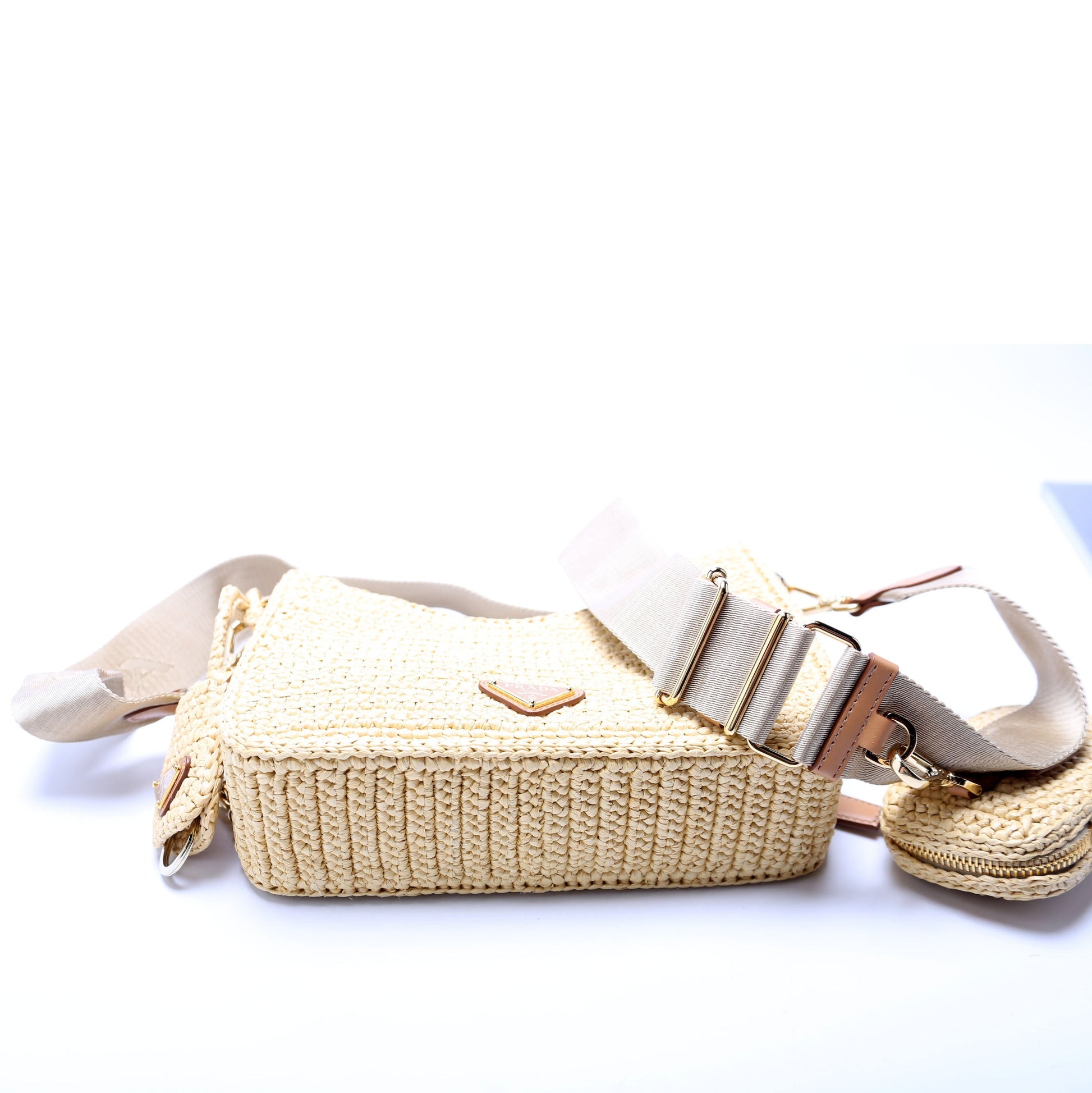 Prada Raffia Re-Edition 2005 Shoulder Tan Bag