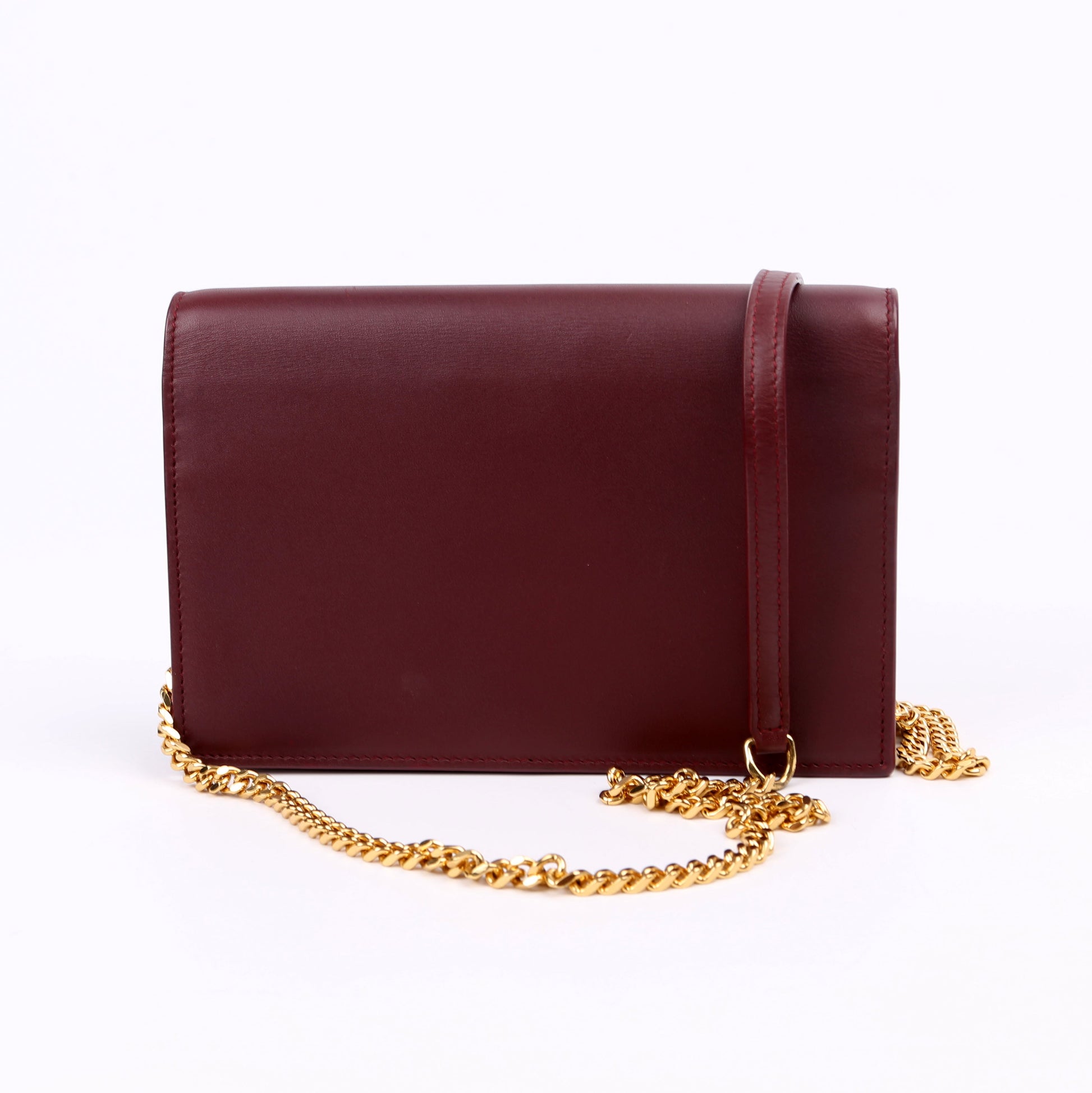 Saint Laurent Kate Tassel Chain Wallet Maroon Bag