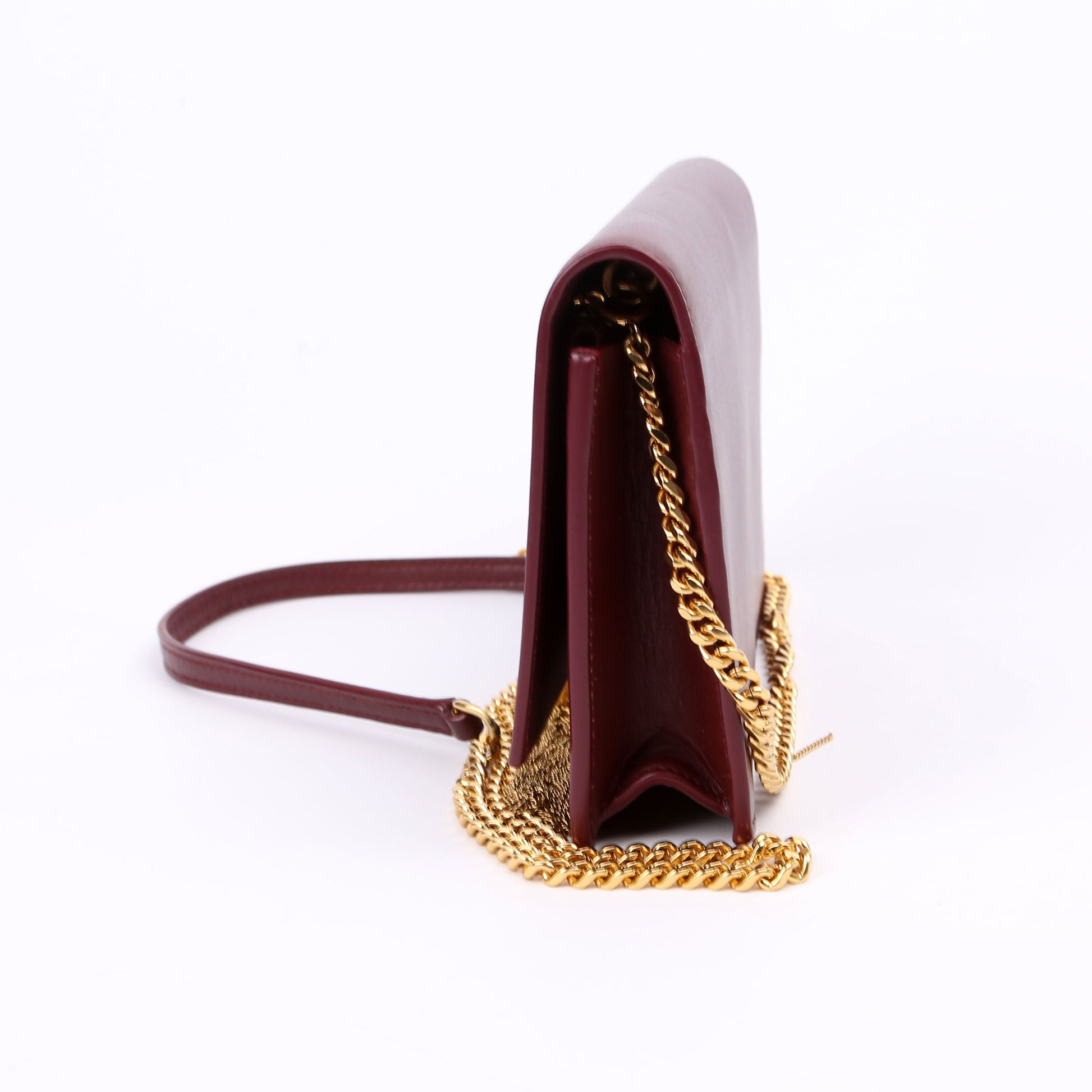 Saint Laurent Kate Tassel Chain Wallet Maroon Bag