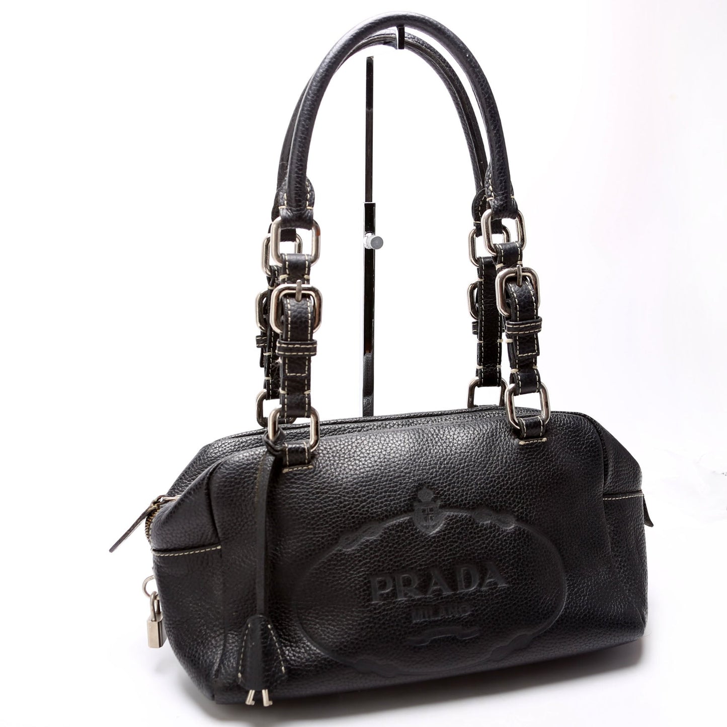 Prada Leather Bowling Shoulder Black Bag