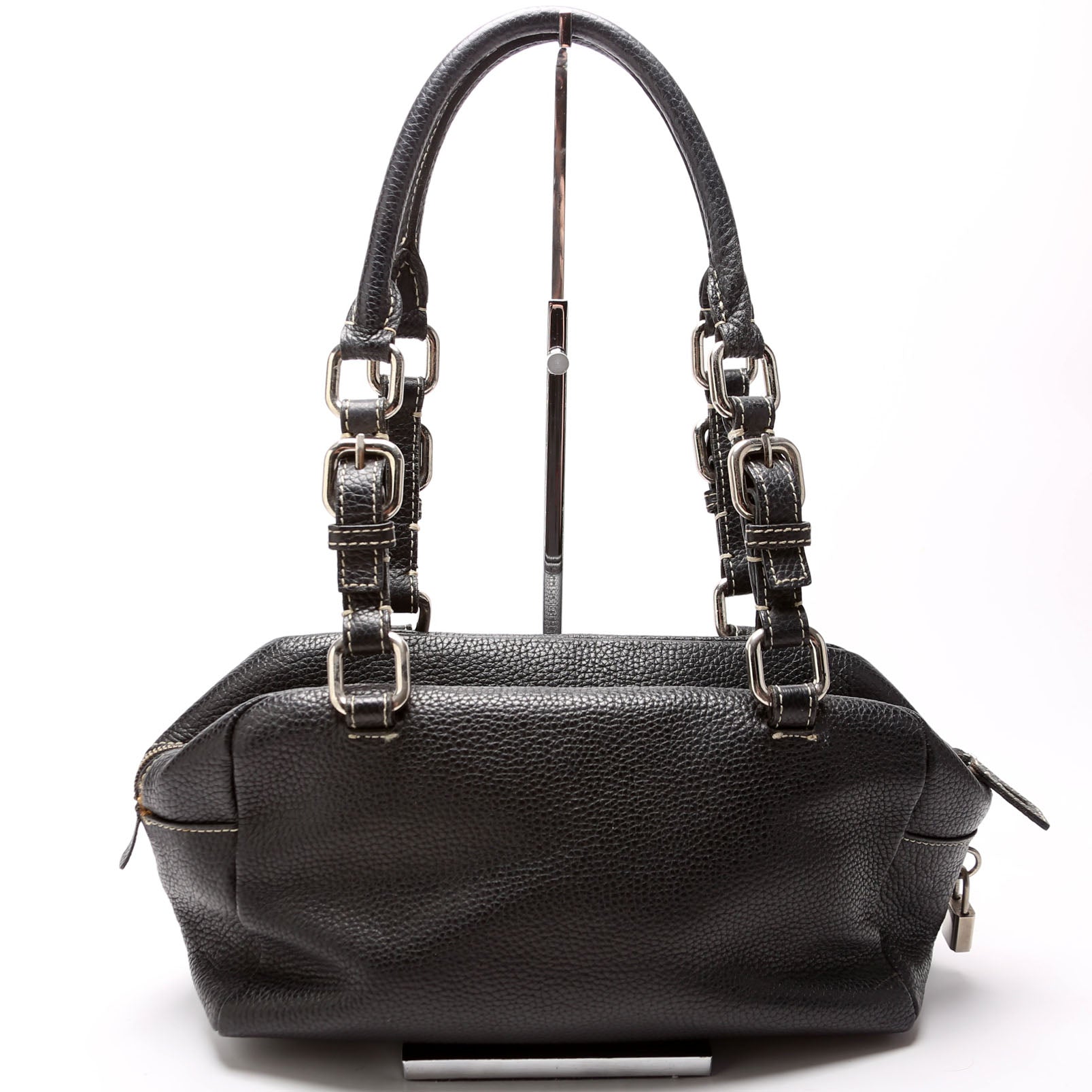 Prada Leather Bowling Shoulder Black Bag