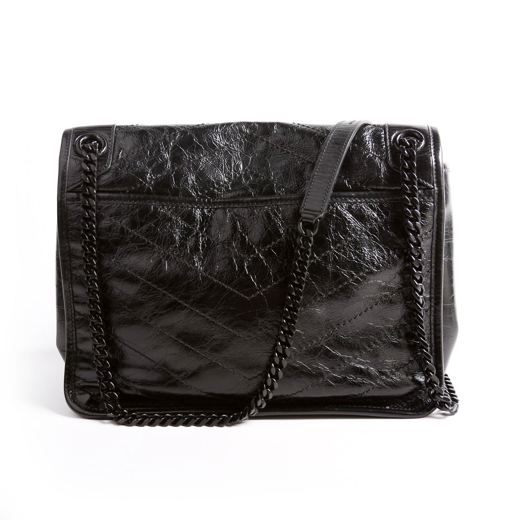 Saint Laurent Niki Medium Crinkle Leather 575055 Black Bag