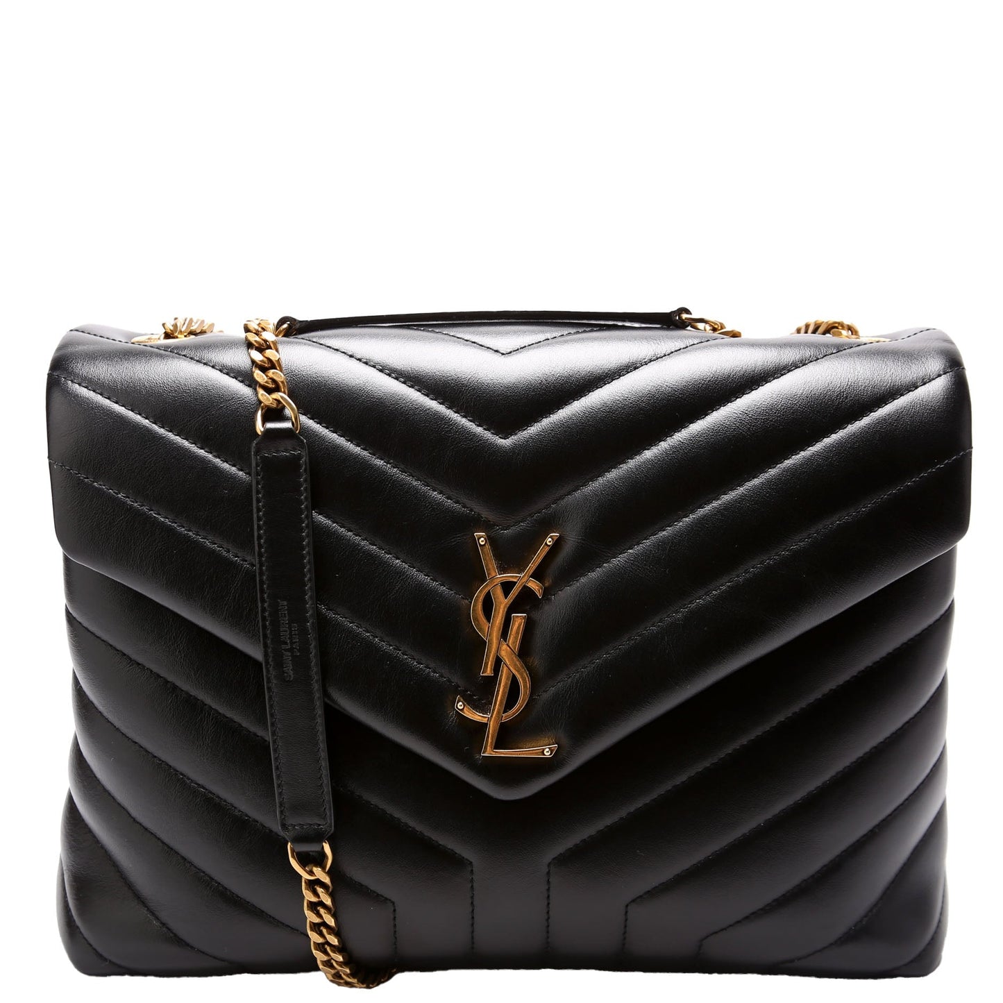 Saint Laurent Loulou Medium Quilted Black/Gold Bag