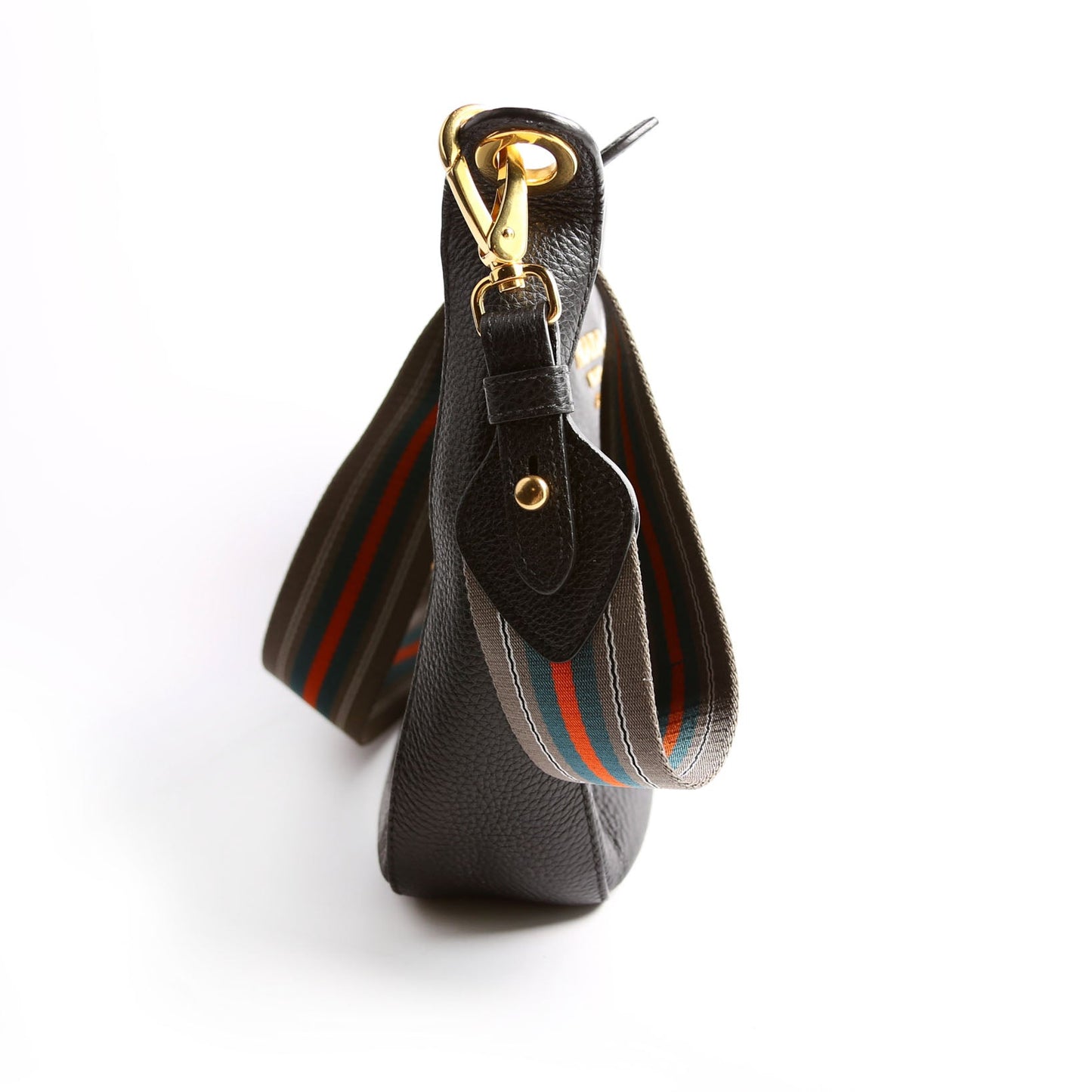 Prada Vitello Phenix Small Zip Messenger Hobo Black Bag