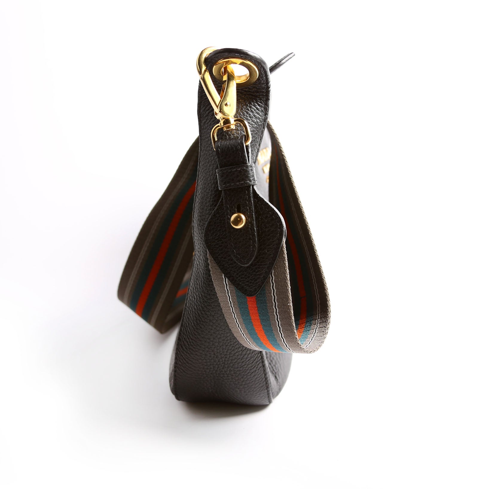 Prada Vitello Phenix Small Zip Messenger Hobo Black Bag