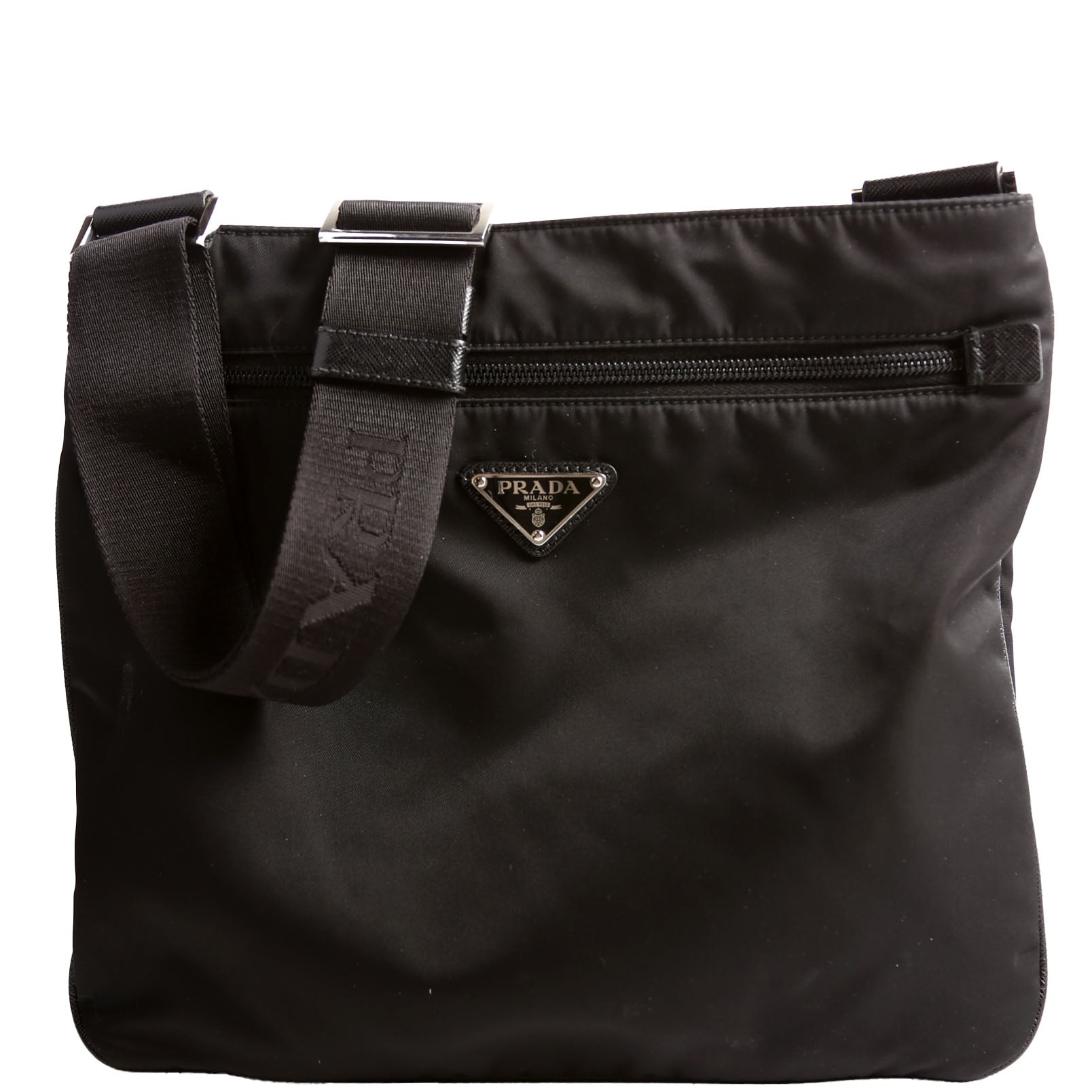 Prada Re-Nylon/Saffiano Messenger Crossbody Black Bag