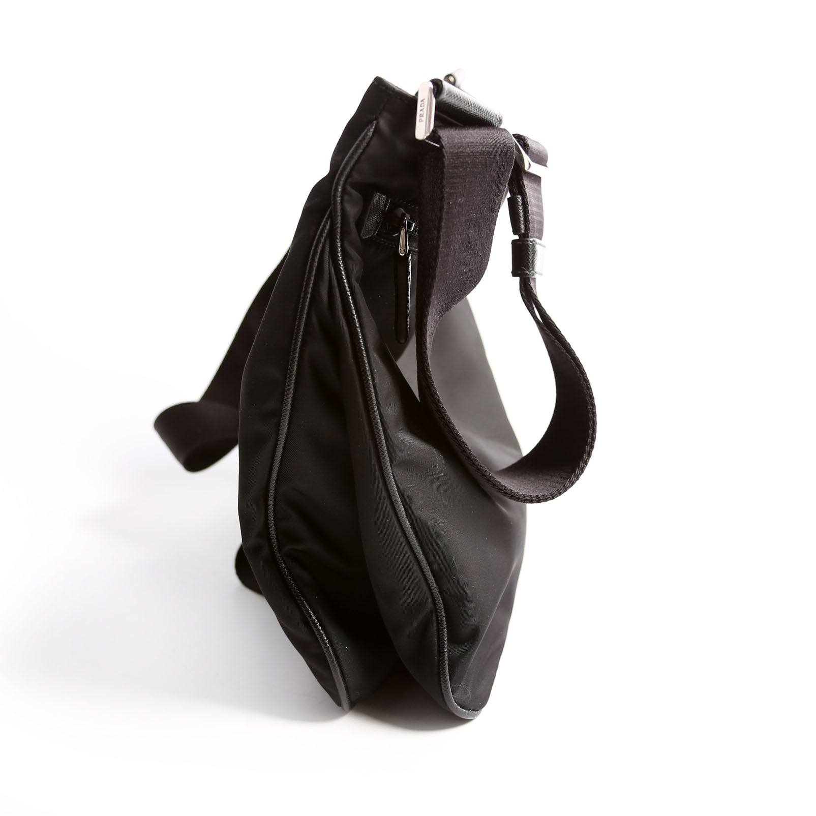 Prada Re-Nylon/Saffiano Messenger Crossbody Black Bag
