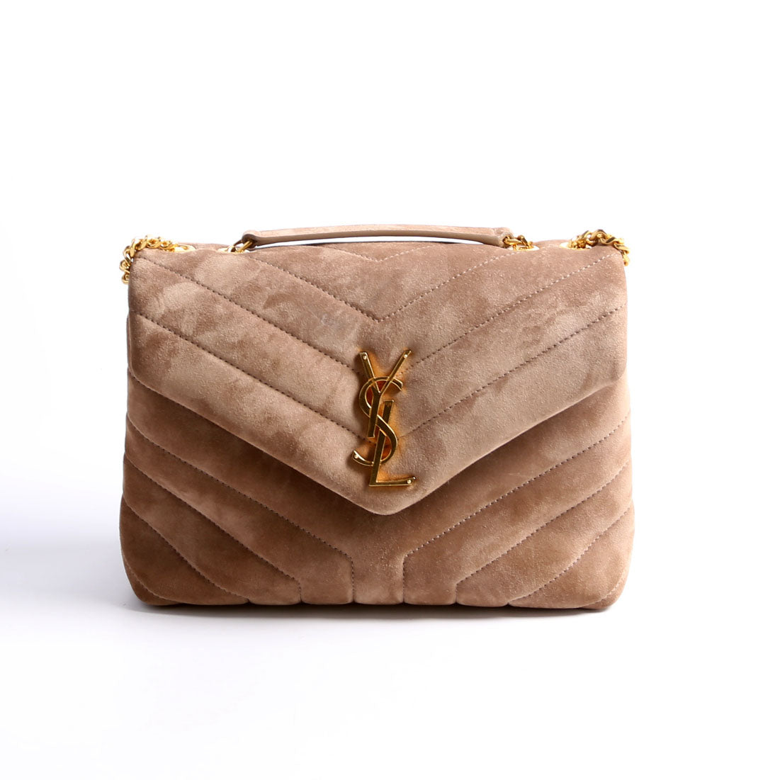Saint Laurent LouLou Satchel Small Suede 494699 Taupe Bag