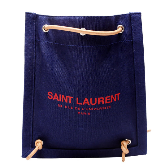 Saint Laurent Rive Gauche Backpack Linen Calfskin Blue/Red Bag