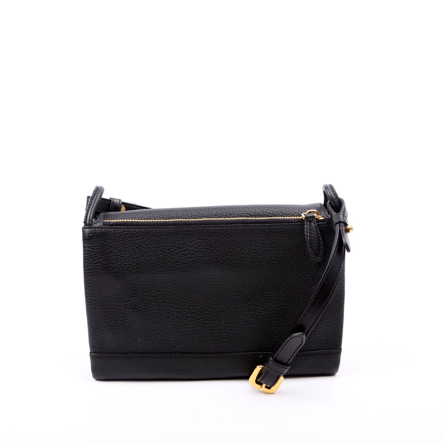Prada Vitello Daino Leather Flap/Zip Crossbody Black Bag