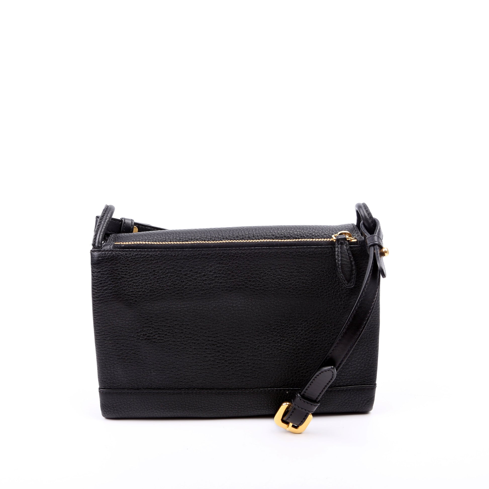 Prada Vitello Daino Leather Flap/Zip Crossbody Black Bag