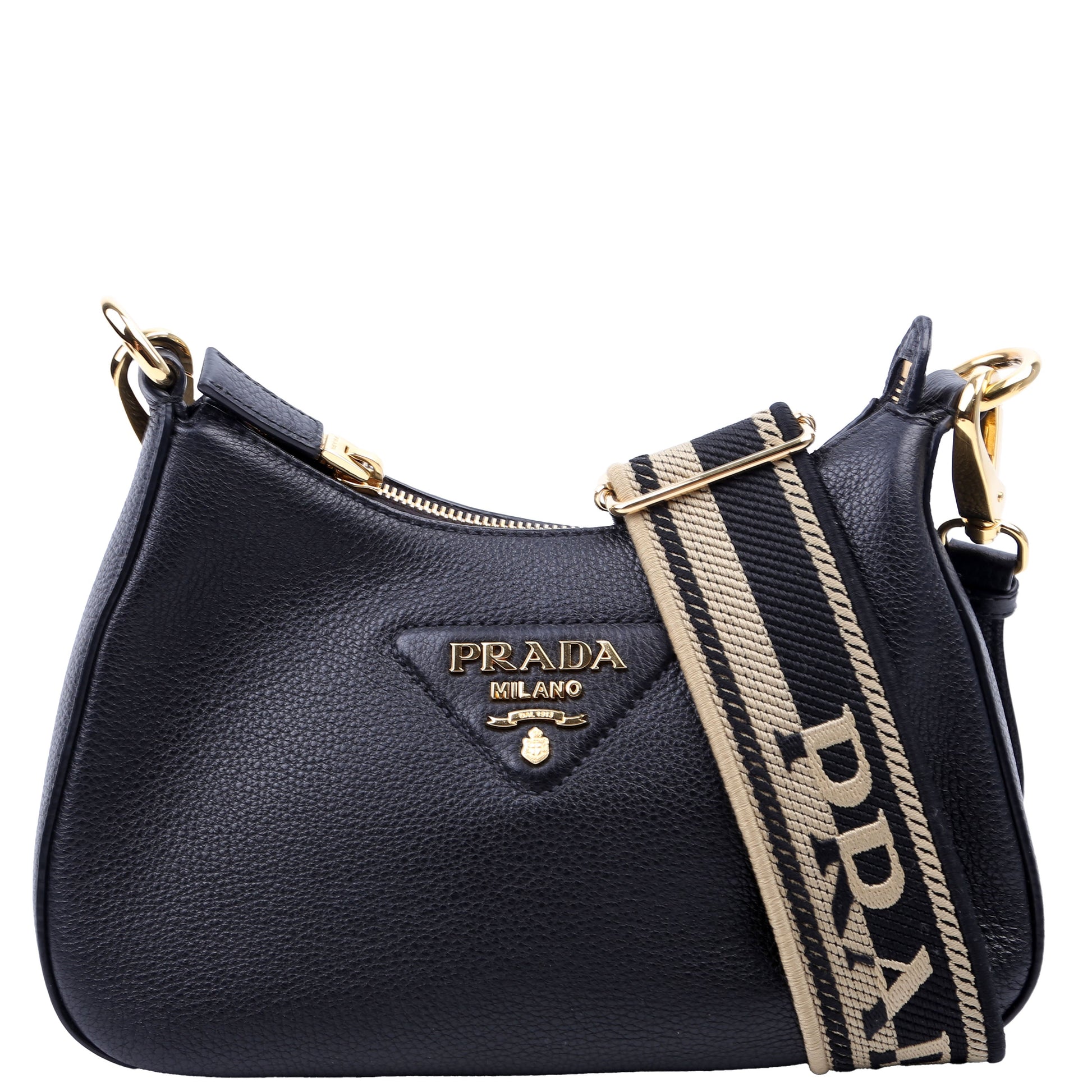 Prada Vitello Daino Soft Leather Crossbody Black Bag