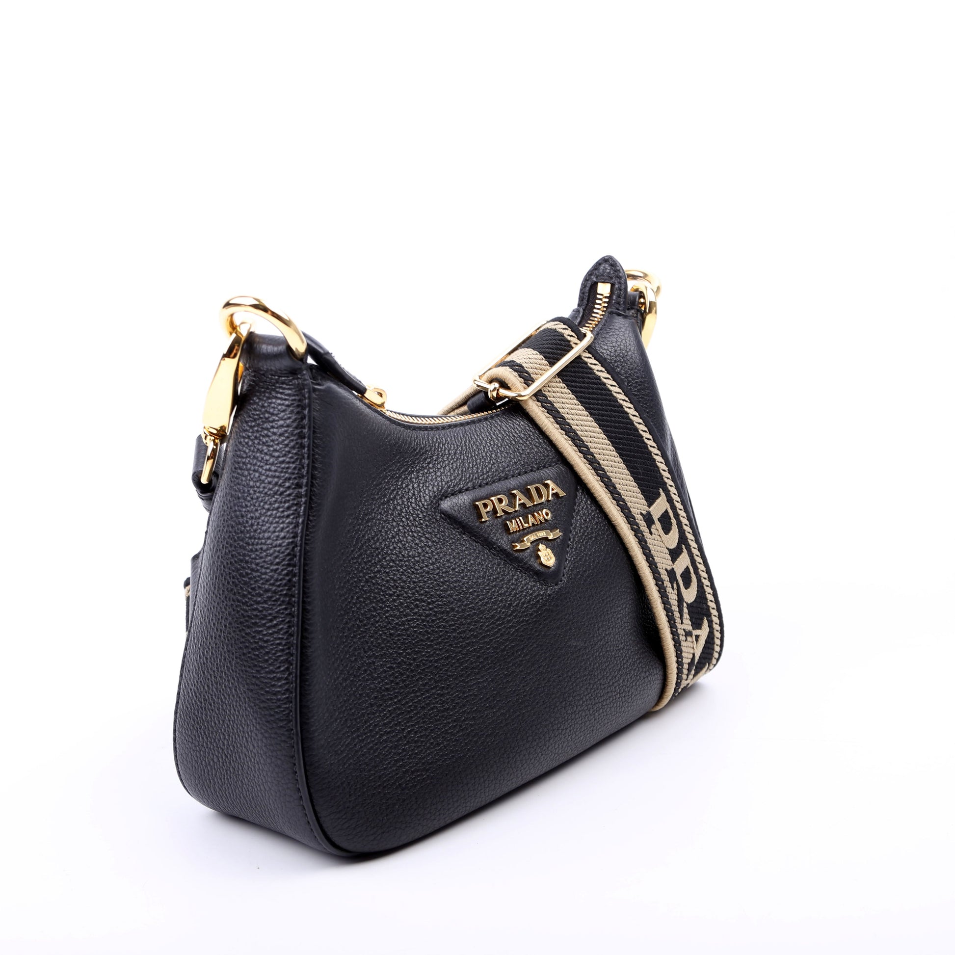Prada Vitello Daino Soft Leather Crossbody Black Bag