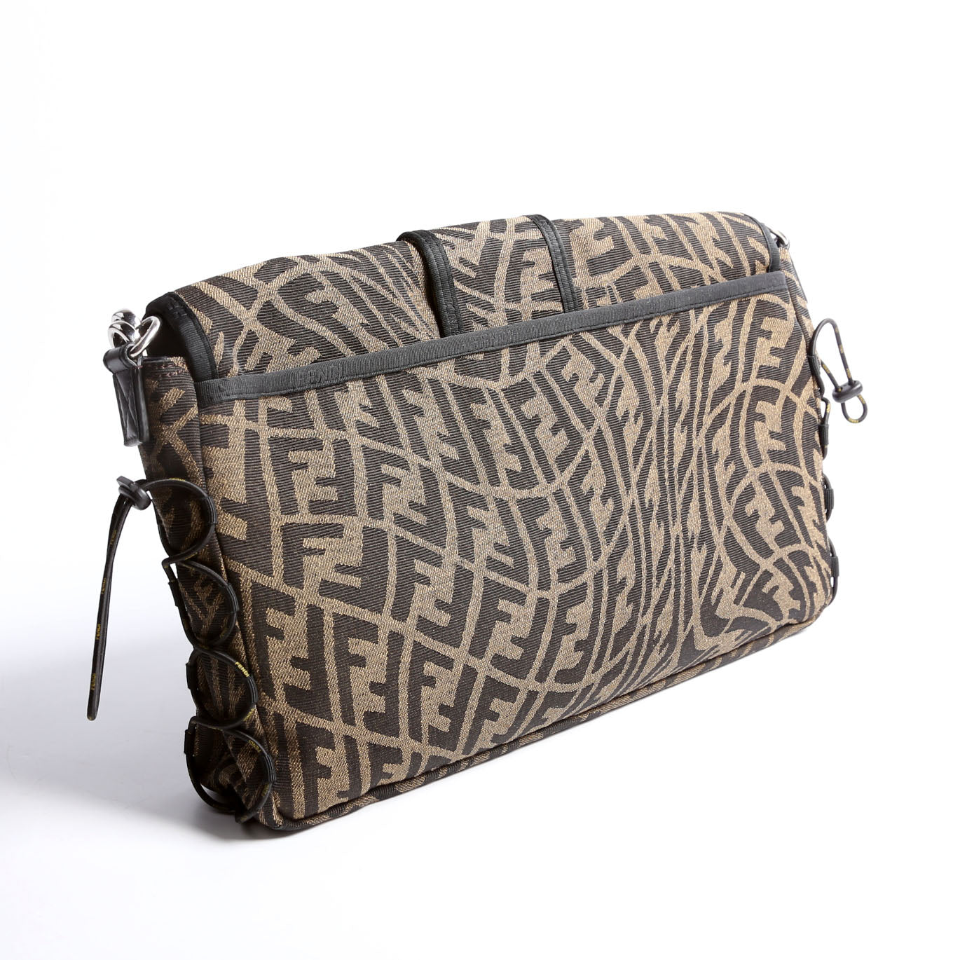 Fendi FF Zucca/Mesh Vertigouette Satchel Large Black/Brown Bag