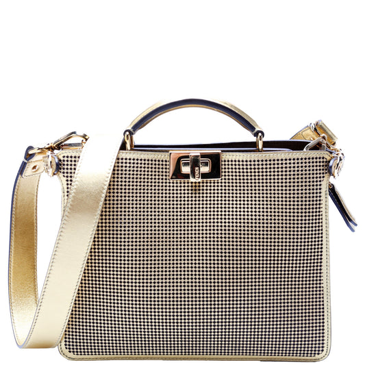 Fendi Fendance Peekaboo 'I See U' Metallic Meidum Gold Bag