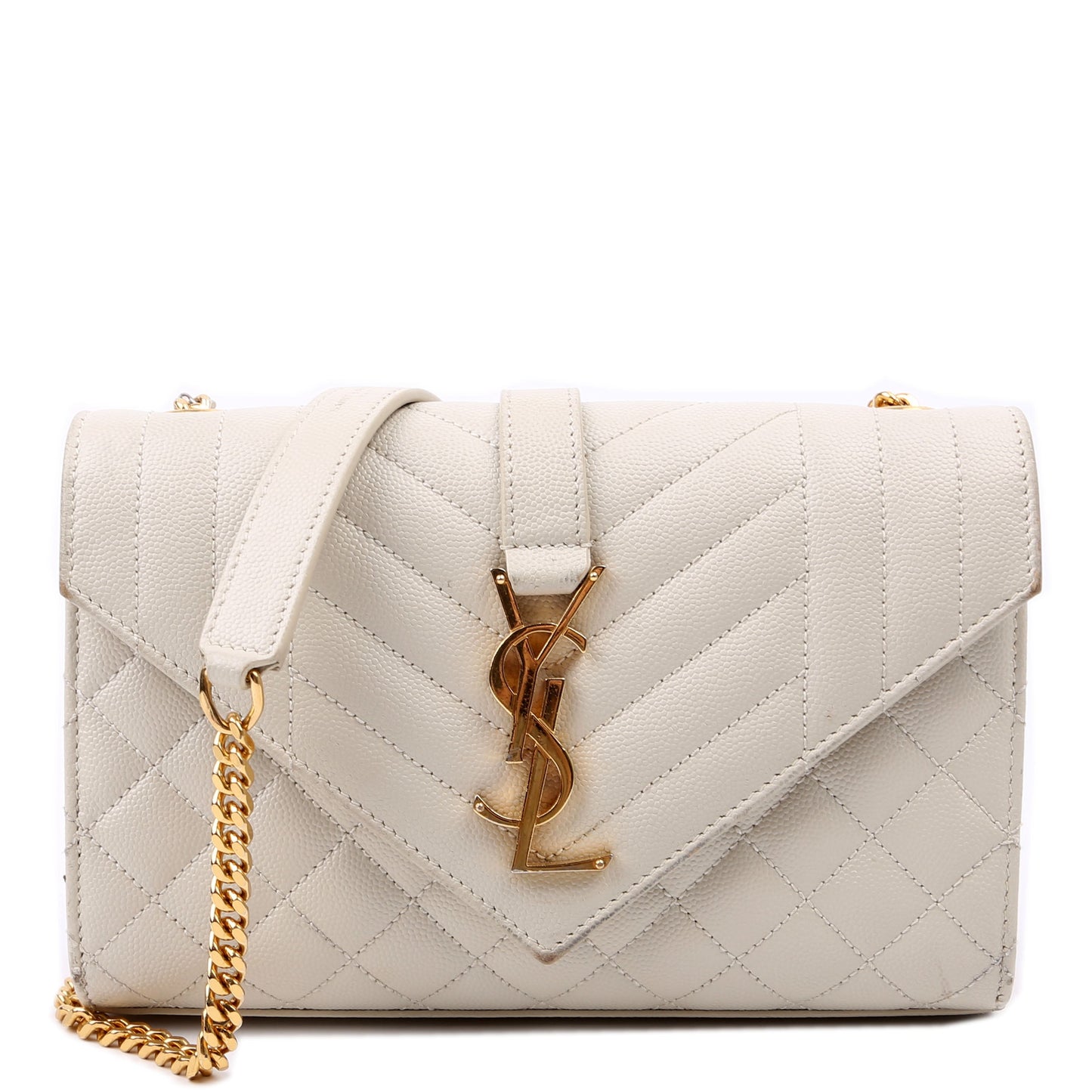 Saint Laurent Envelope Small Triquilt 600195 White Bag