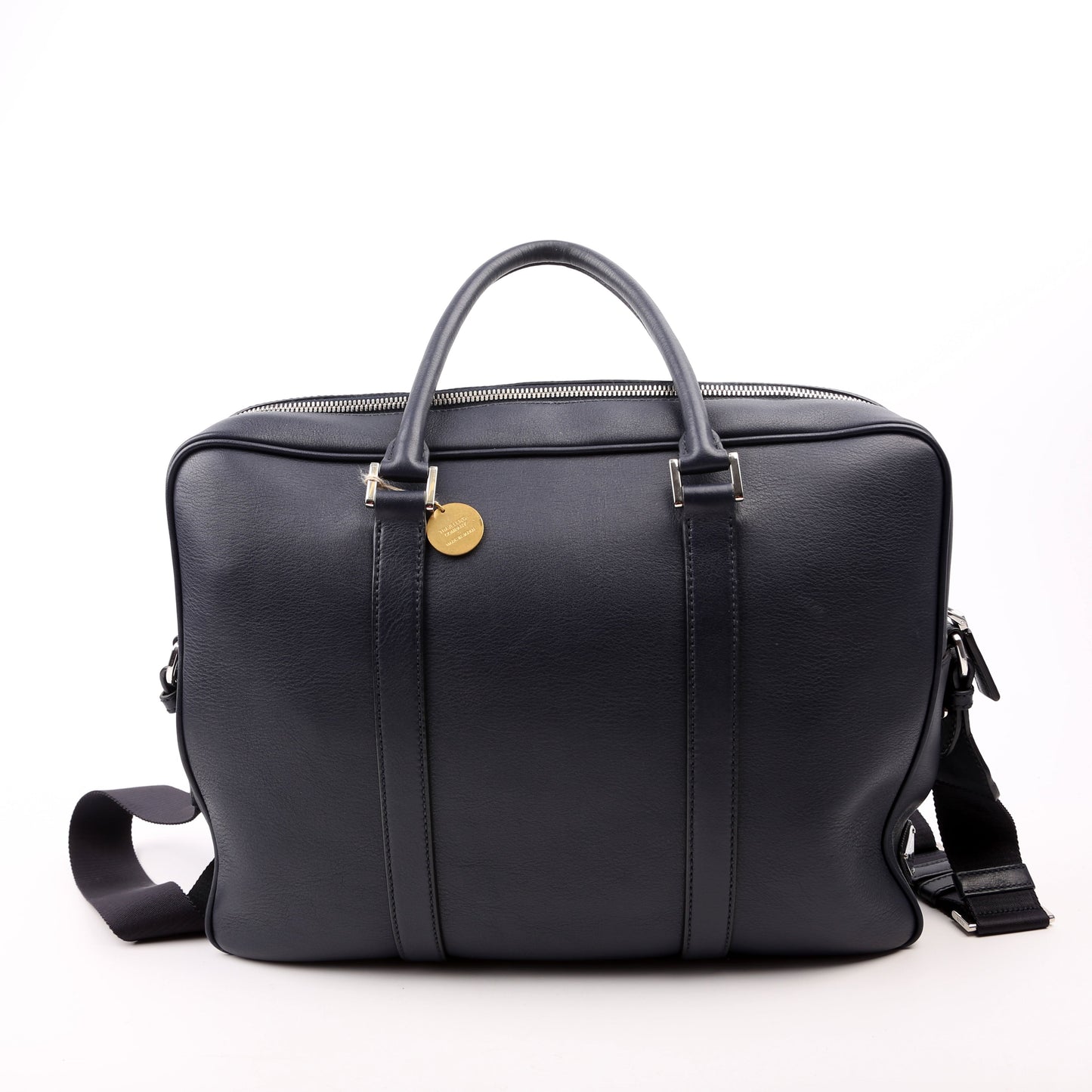 Prada Business 2-Way Leather Blue Bag