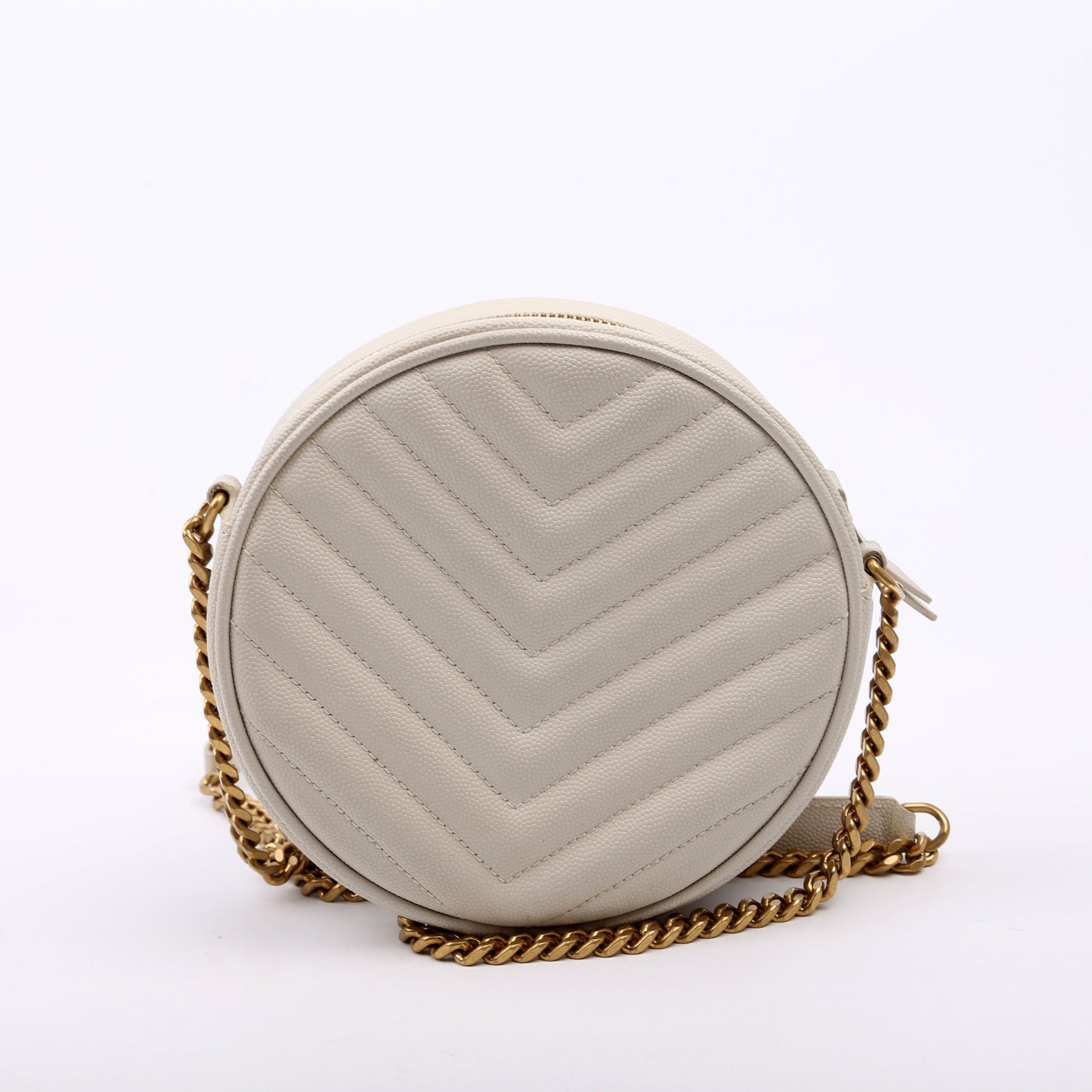 Saint Laurent 610436 Grain De Poudre Round Camera Cream Bag