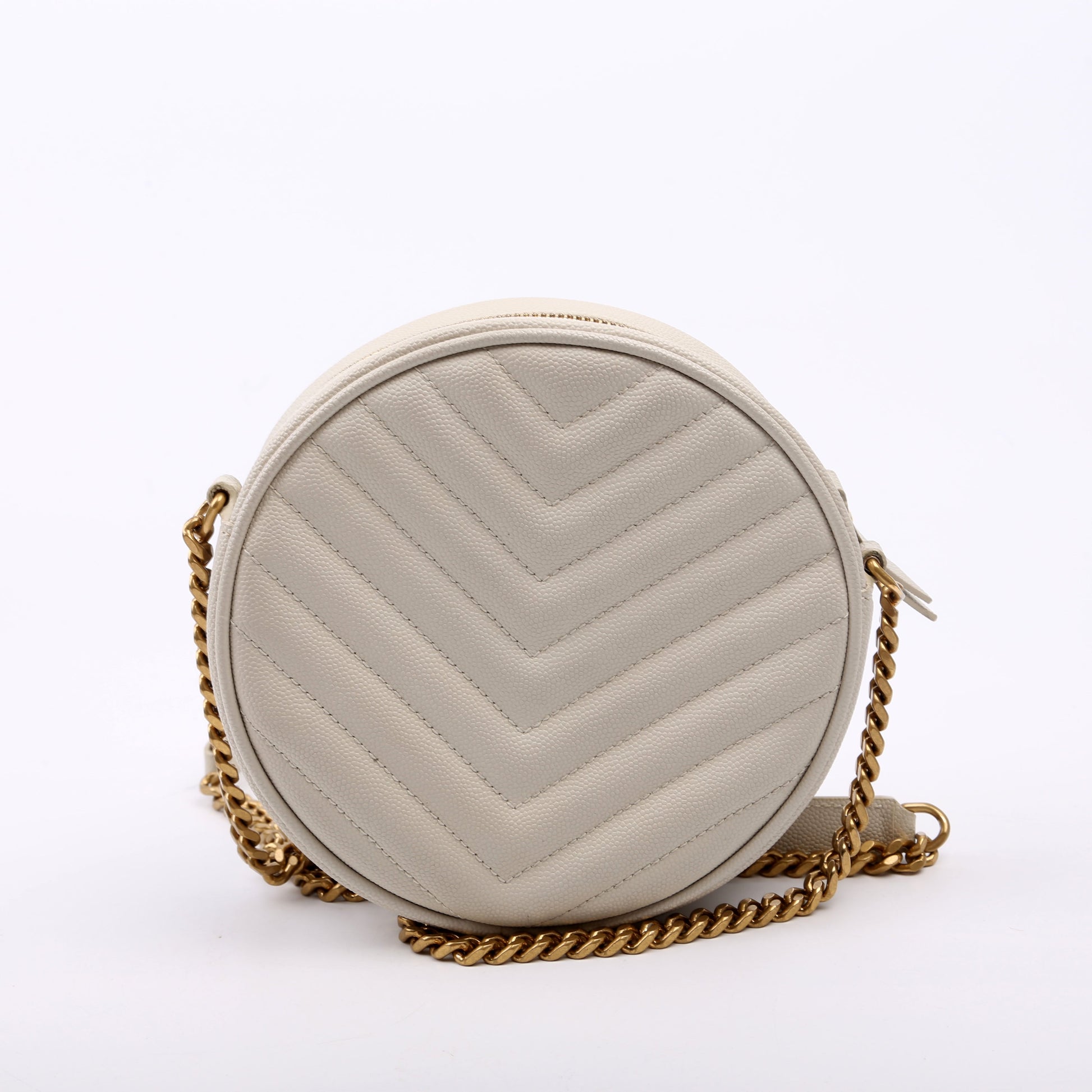 Saint Laurent 610436 Grain De Poudre Round Camera Cream Bag